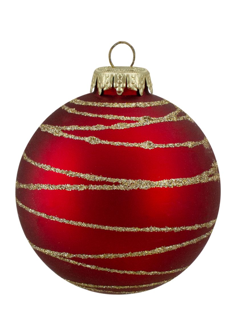 4ct  Glass Red and Green Matte Christmas Ball Ornaments 3.25-Inch (80mm)
