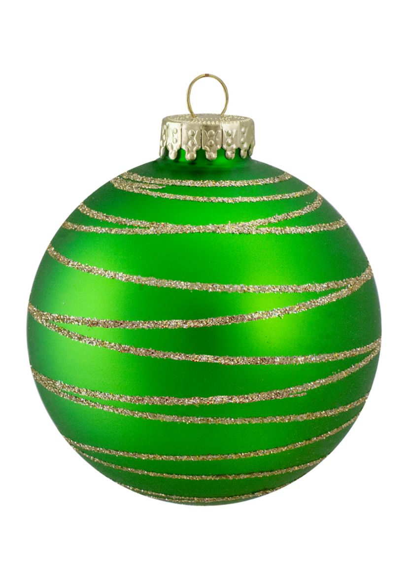 4ct  Glass Red and Green Matte Christmas Ball Ornaments 3.25-Inch (80mm)