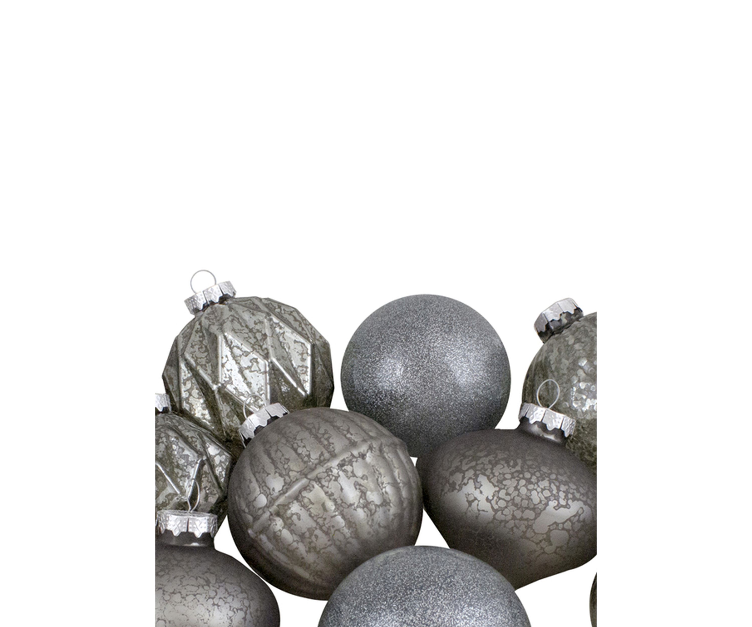 Set of 12 Neutral Tone Finial and Glass Ball Christmas Ornaments