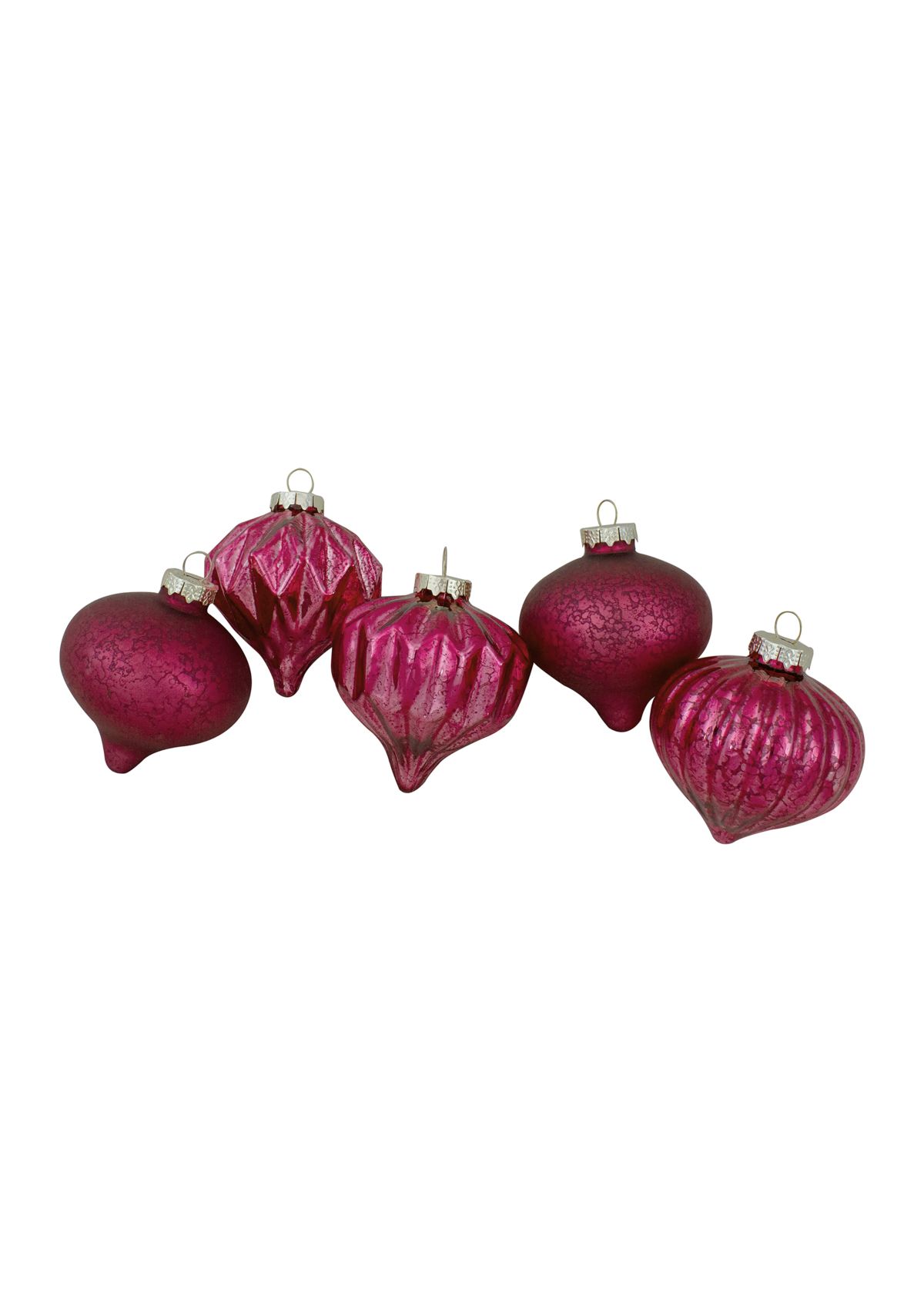 12ct Pink Mercury Glass Style Glass Christmas Ornament Set 3"