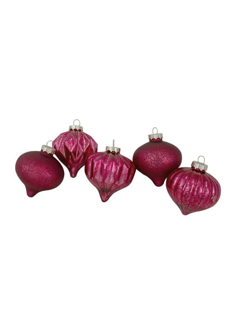 12ct Pink Mercury Glass Style Glass Christmas Ornament Set 3"