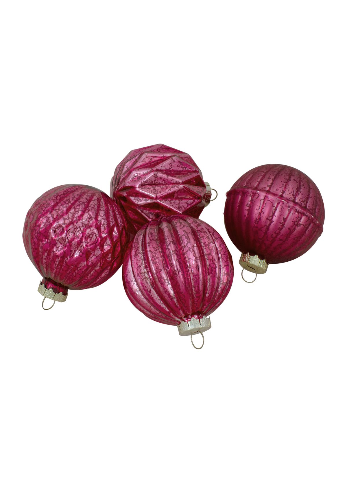 12ct Pink Mercury Glass Style Glass Christmas Ornament Set 3"