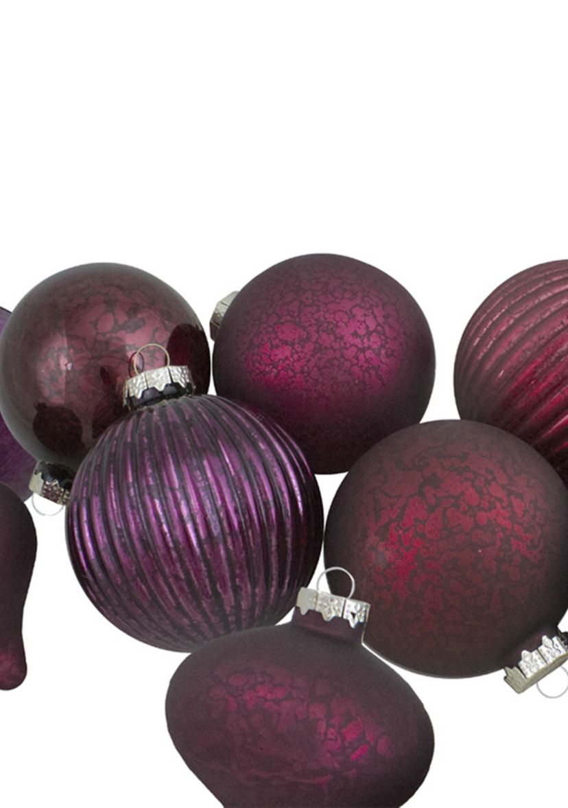 Set of 12 Jewel Tone Finial and Glass Ball Christmas Ornaments