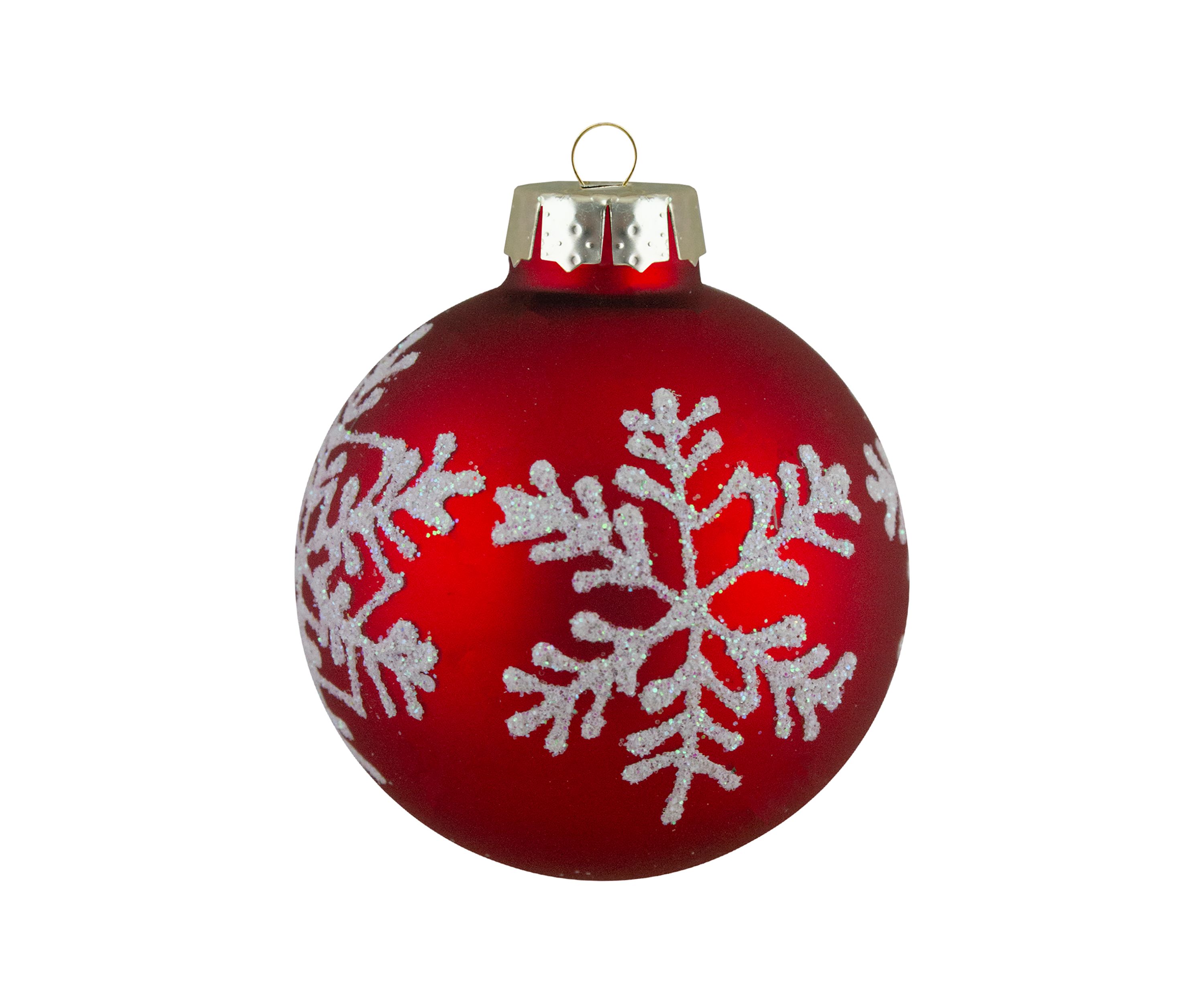 Set of 12 Red Glass Christmas Ornaments 1.75-Inch (45mm)