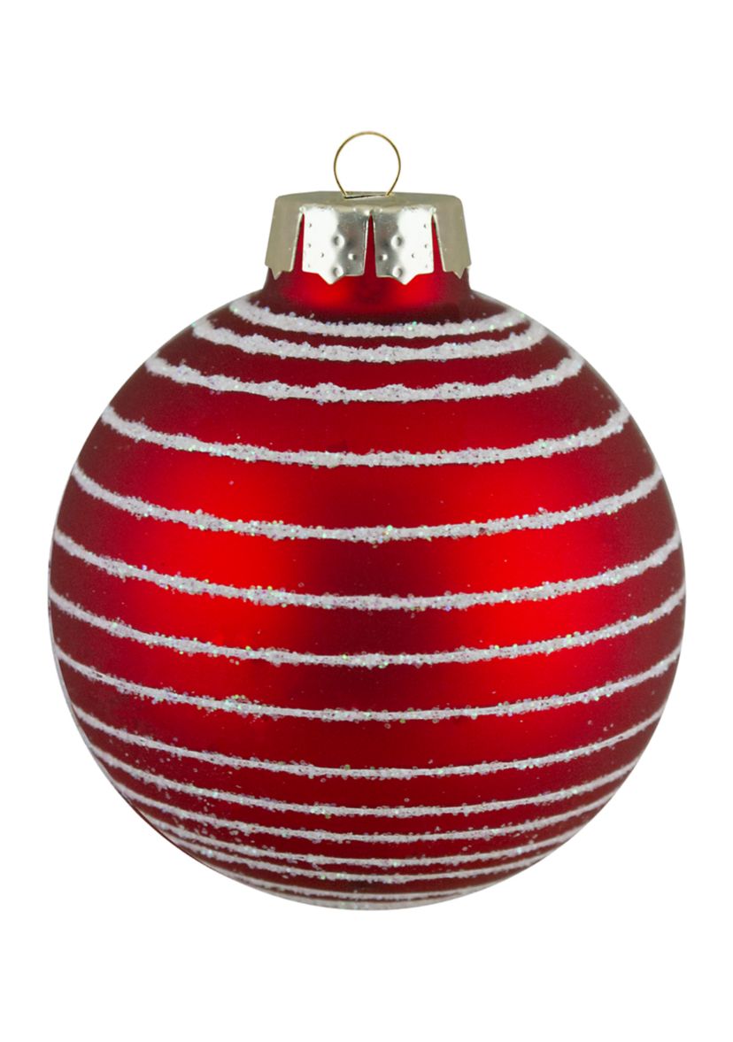 Set of 12 Red Glass Christmas Ornaments 1.75-Inch (45mm)