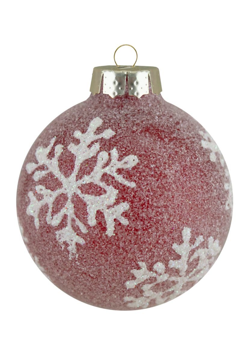 Set of 12 Red Glass Christmas Ornaments 1.75-Inch (45mm)