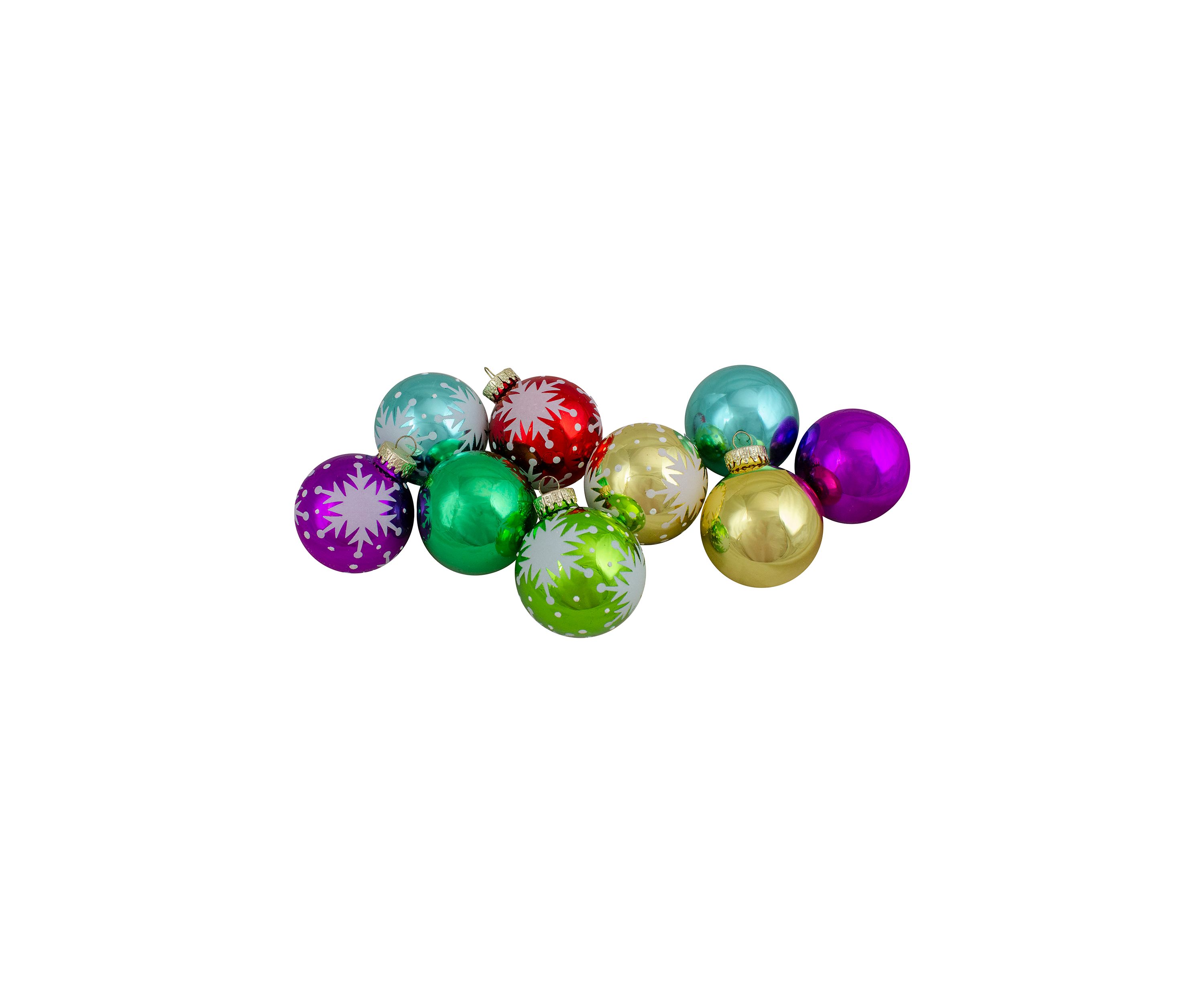 Set of 9 Assorted Glass Ball Hanging Christmas Ball Ornaments 2.25-Inch (57mm)