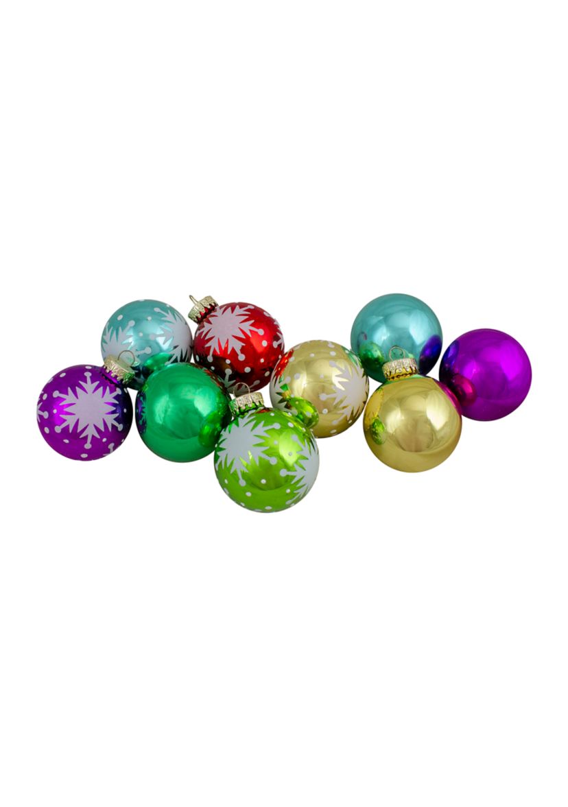 Set of 9 Assorted Glass Ball Hanging Christmas Ball Ornaments 2.25-Inch (57mm)
