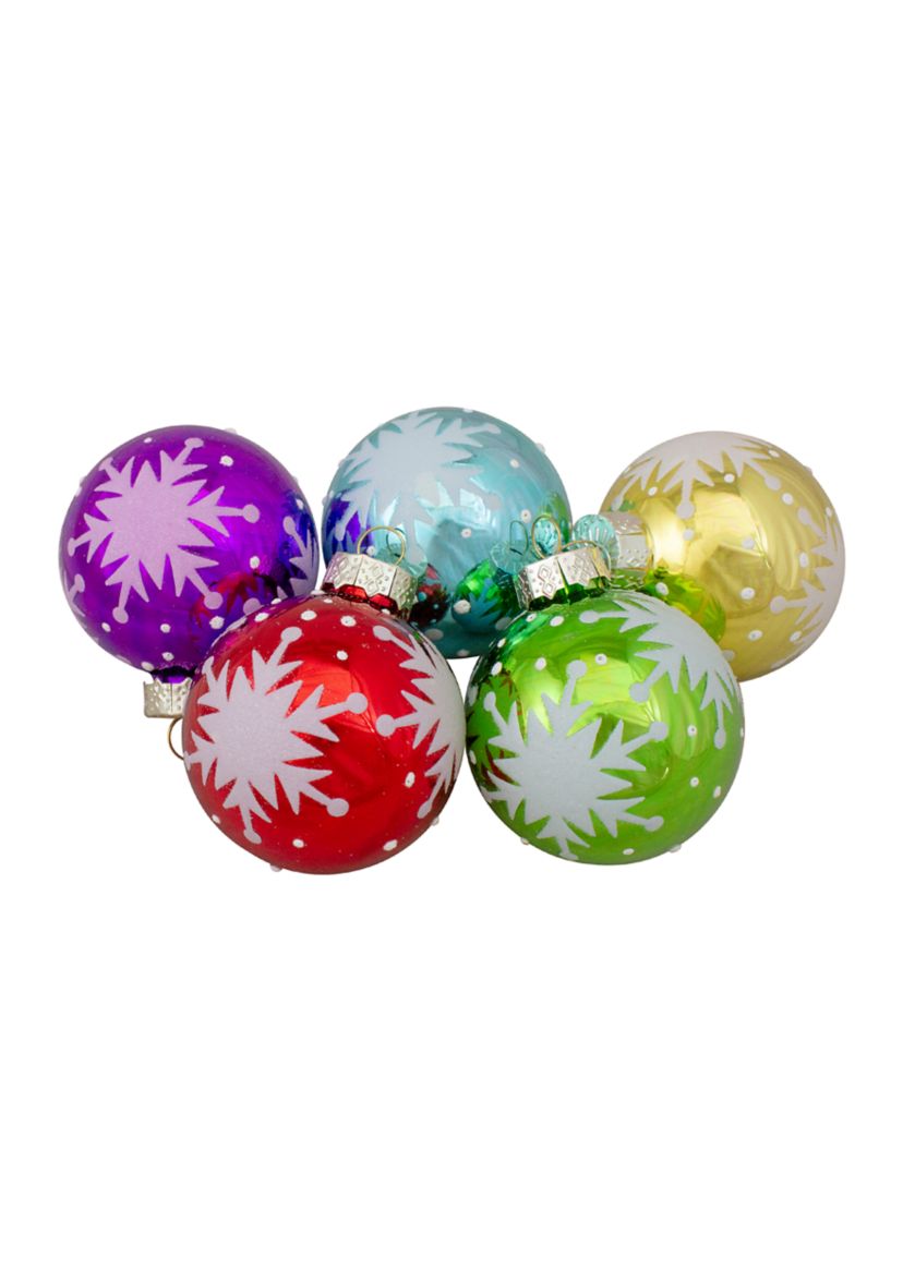 Set of 9 Assorted Glass Ball Hanging Christmas Ball Ornaments 2.25-Inch (57mm)