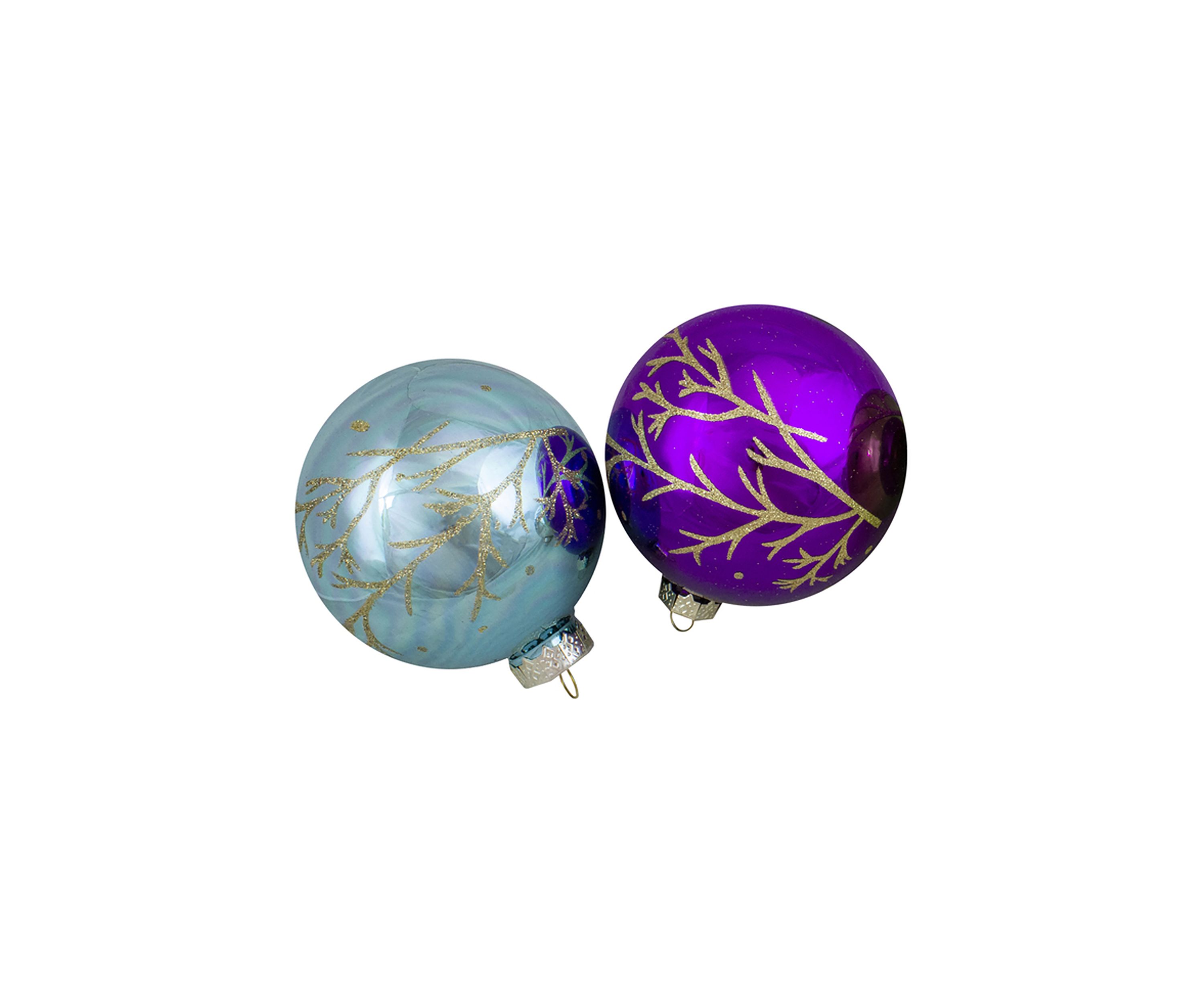 Set of 4 Multi-Color Shiny Glass Ball Christmas Ornaments 4-Inch (100mm)