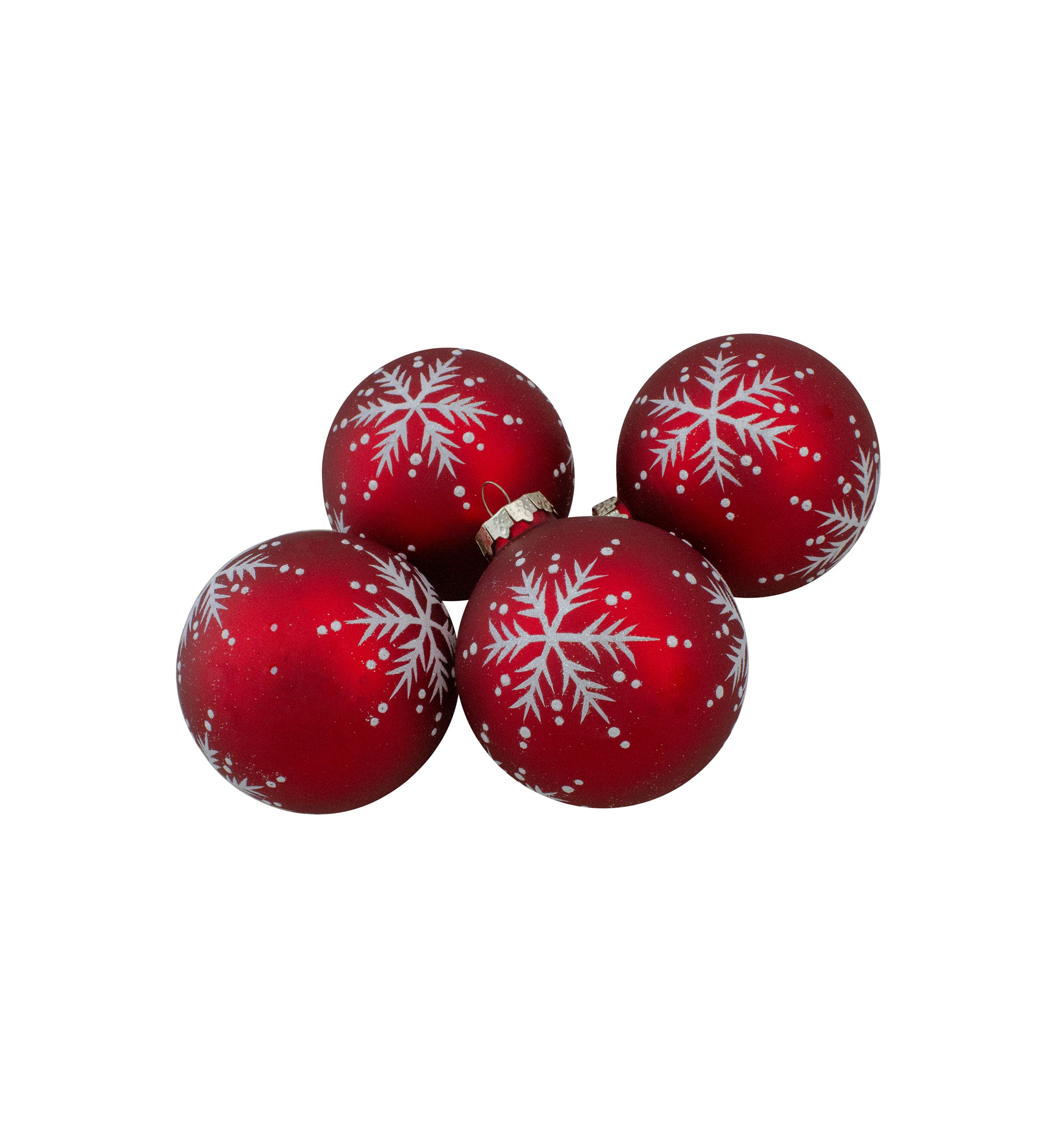 Set of 4 Matte Red Glass Ball Christmas Ornaments 3.25-Inch (80mm)