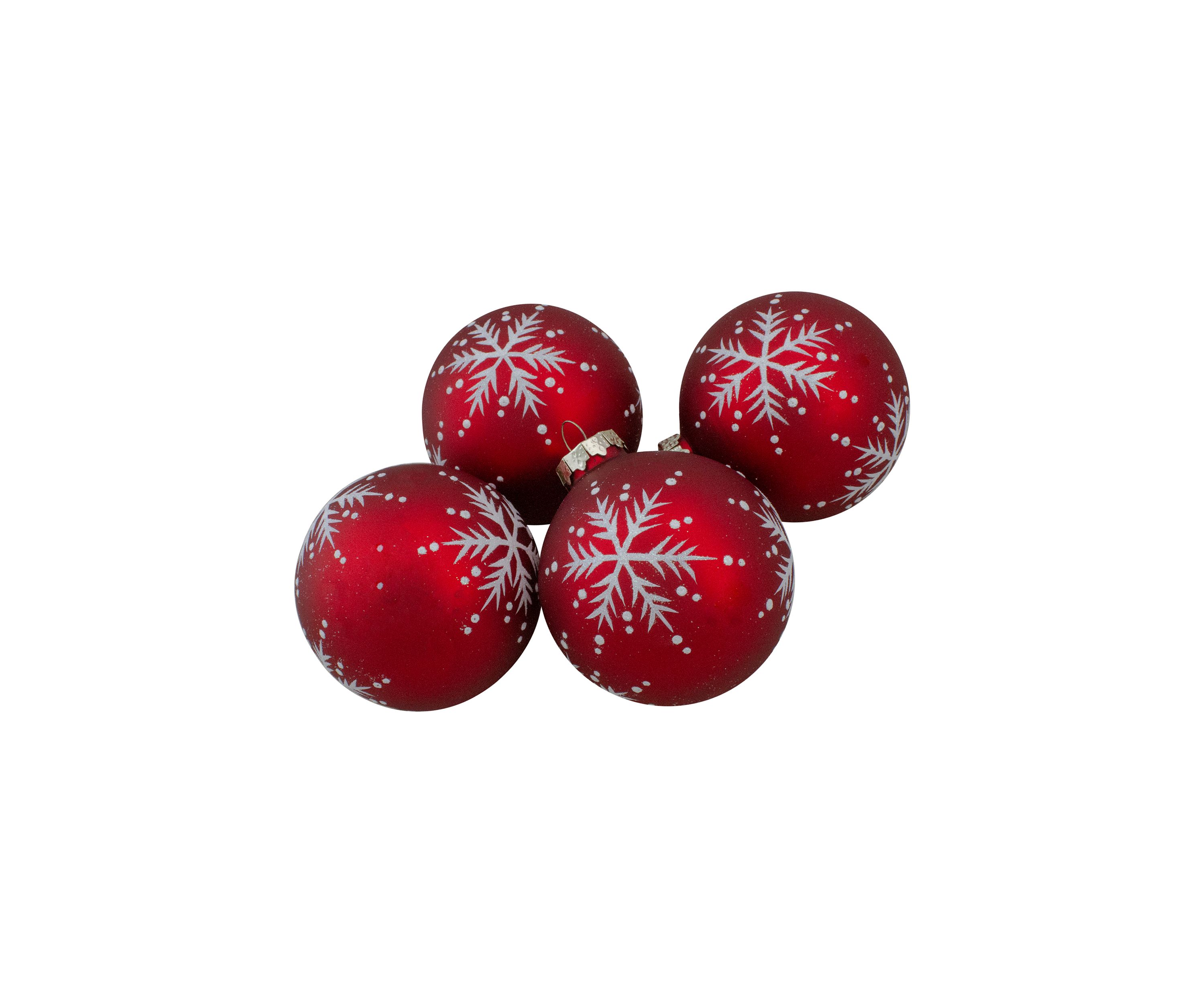Set of 4 Matte Red Glass Ball Christmas Ornaments 3.25-Inch (80mm)