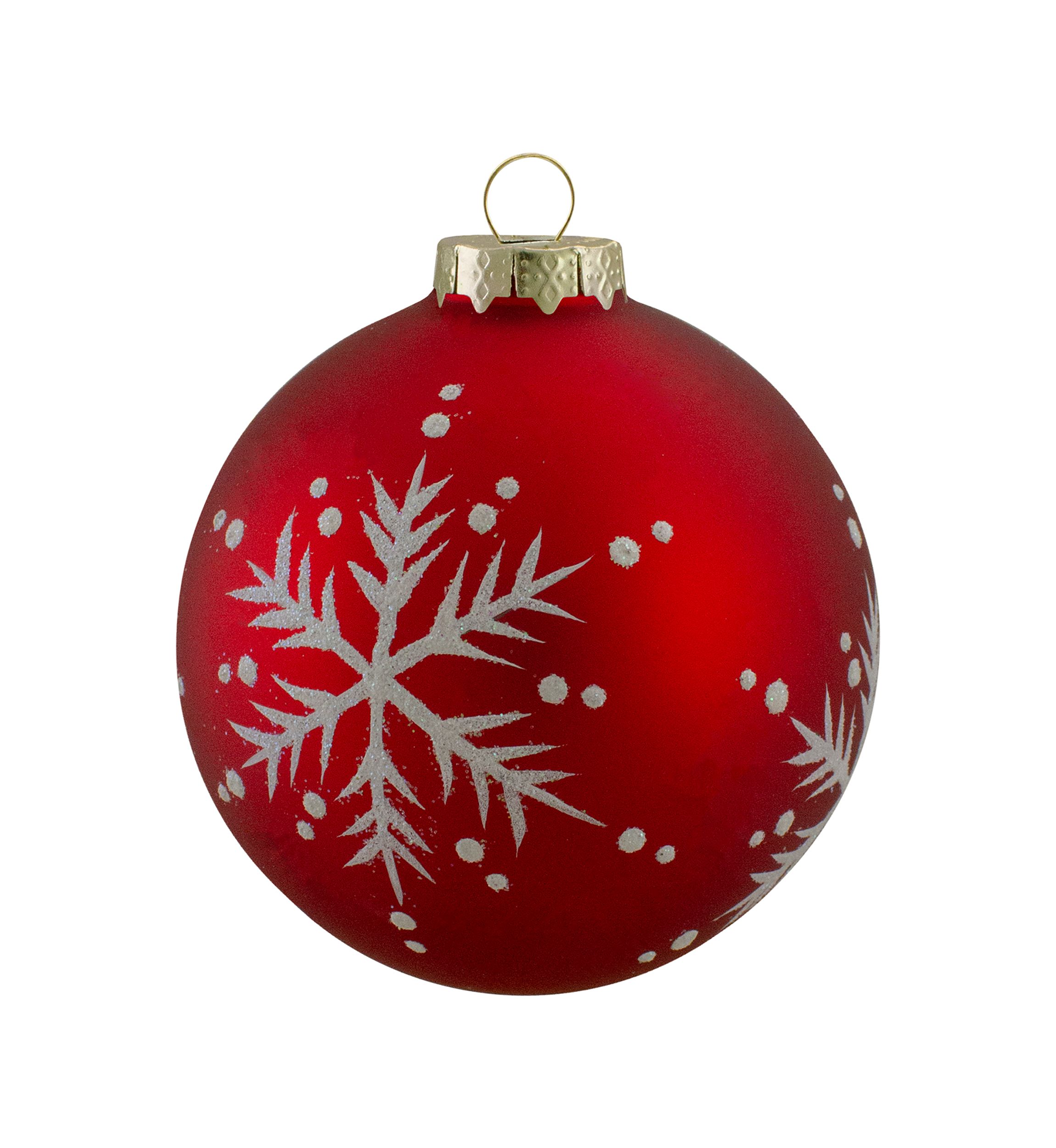 Set of 4 Matte Red Glass Ball Christmas Ornaments 3.25-Inch (80mm)