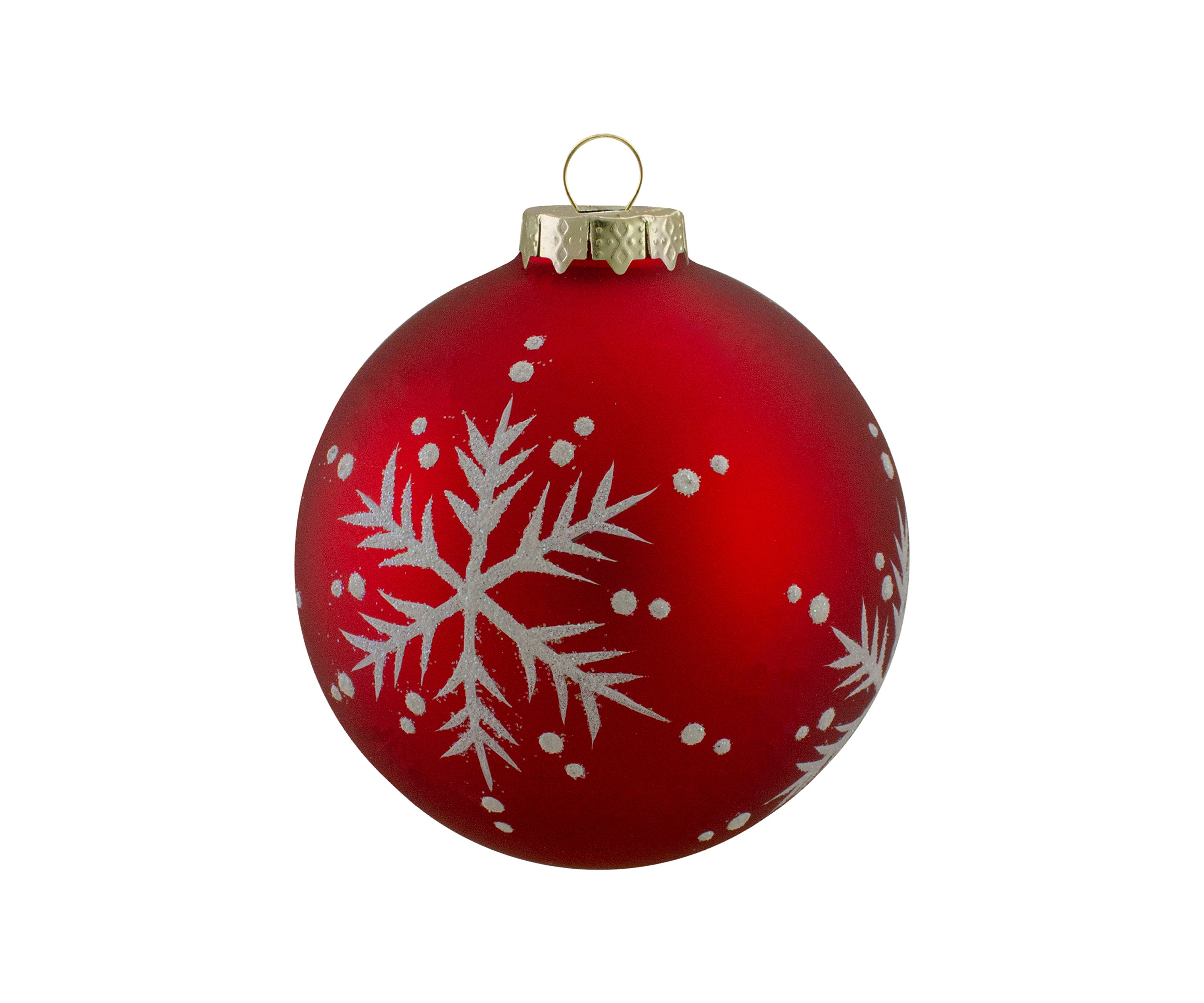 Set of 4 Matte Red Glass Ball Christmas Ornaments 3.25-Inch (80mm)