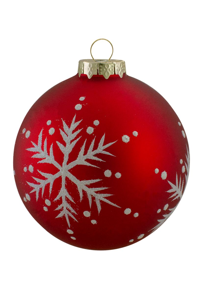 Set of 4 Matte Red Glass Ball Christmas Ornaments 3.25-Inch (80mm)