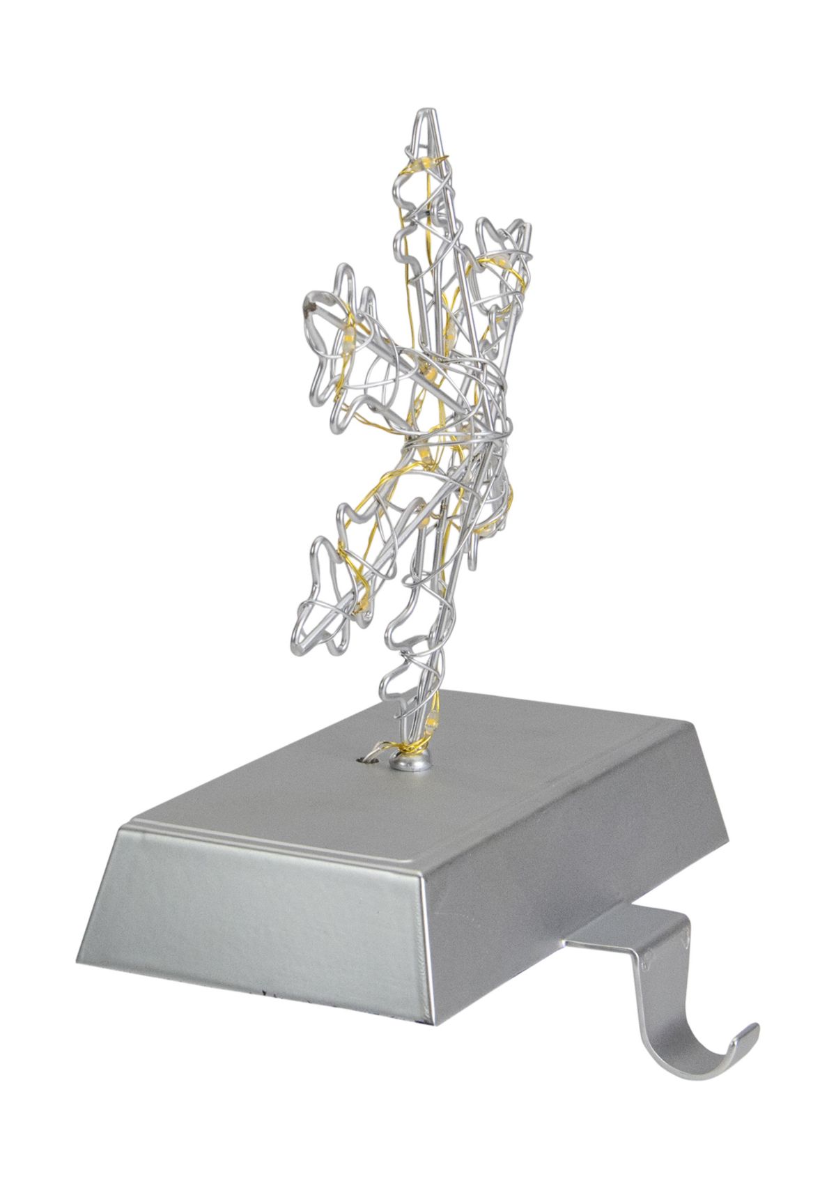 7.5Inch LED Lighted Silver Wired Snowflake Christmas Stocking Holder
