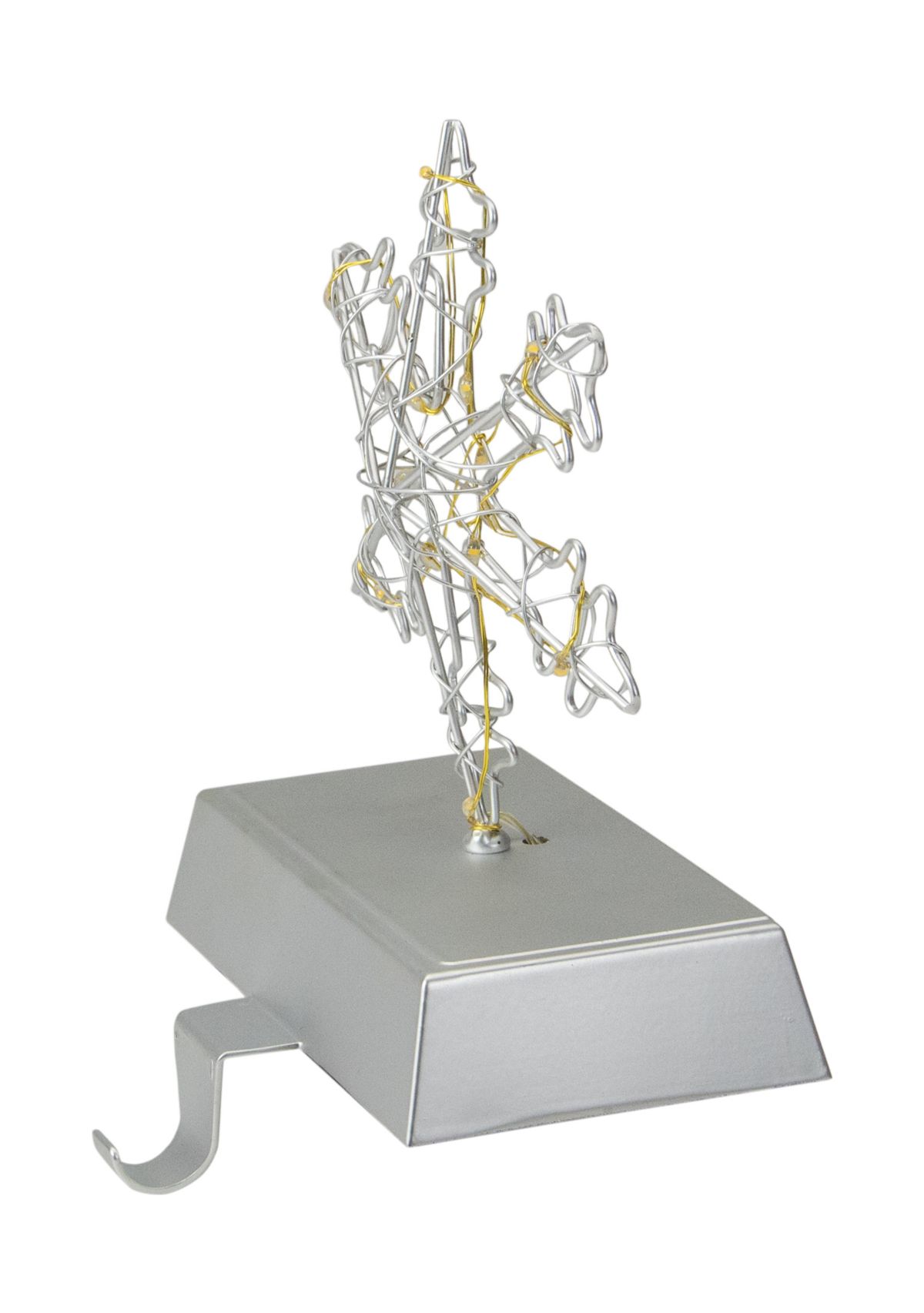 7.5Inch LED Lighted Silver Wired Snowflake Christmas Stocking Holder