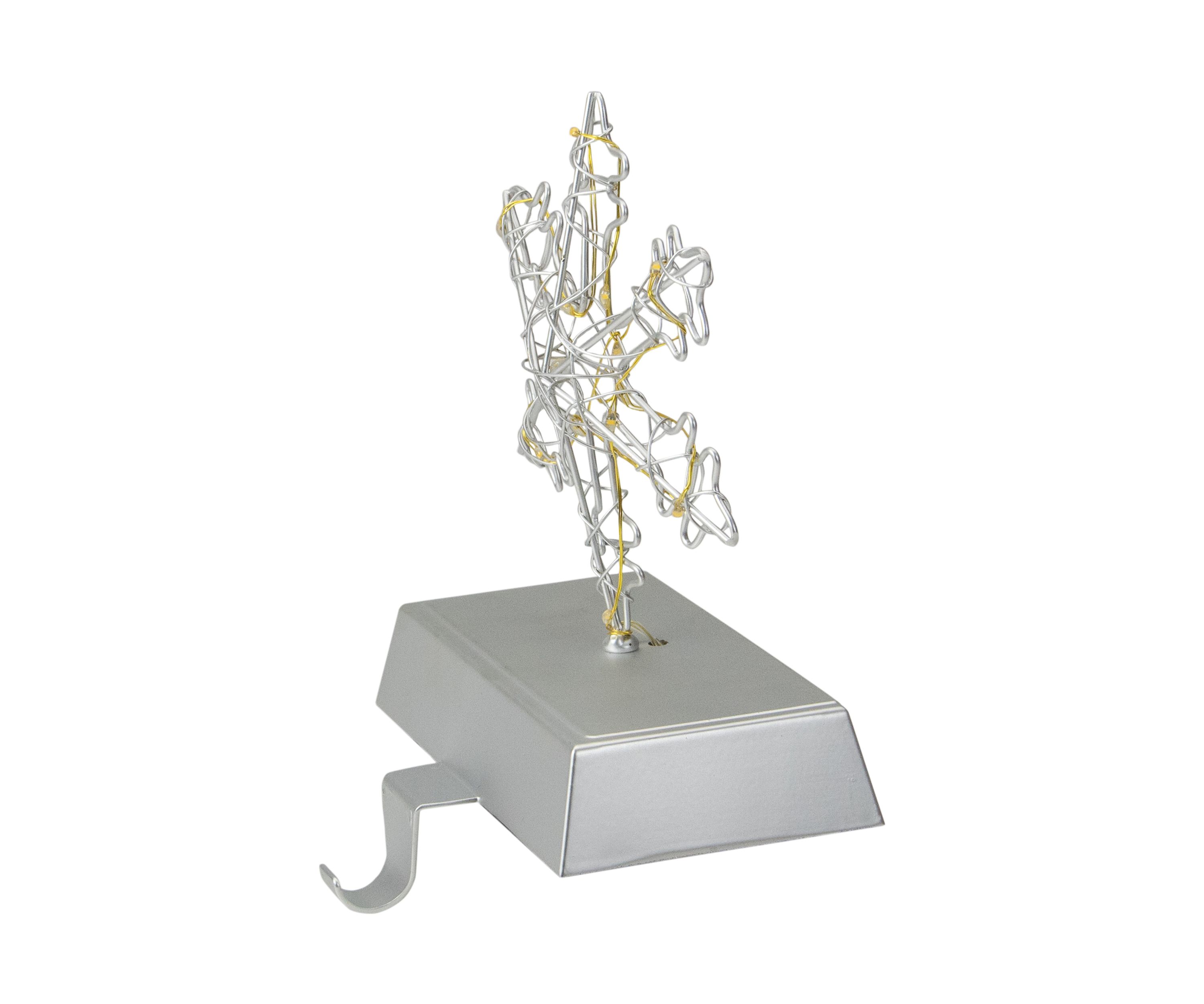 7.5Inch LED Lighted Silver Wired Snowflake Christmas Stocking Holder