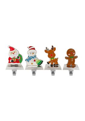 Northlight Set Of 4 Christmas Figures Stocking Holders With Silver Base