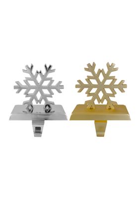 Northlight Set Of 2 Gold And Silver Shiny Snowflake Christmas Stocking Holders