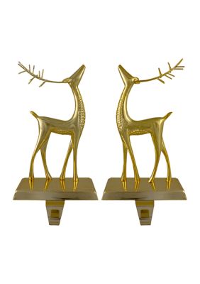 Northlight Set Of 2 Gold Standing Reindeer Christmas Stocking Holders 9.75Inch