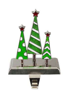 Northlight 7Inch Silver Green And White Christmas Tree Trio Stocking Holder