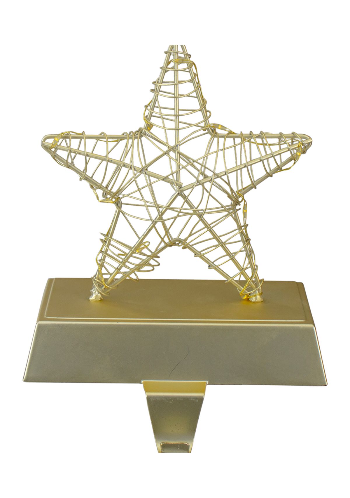 7Inch LED Lighted Gold Wired Star Christmas Stocking Holder