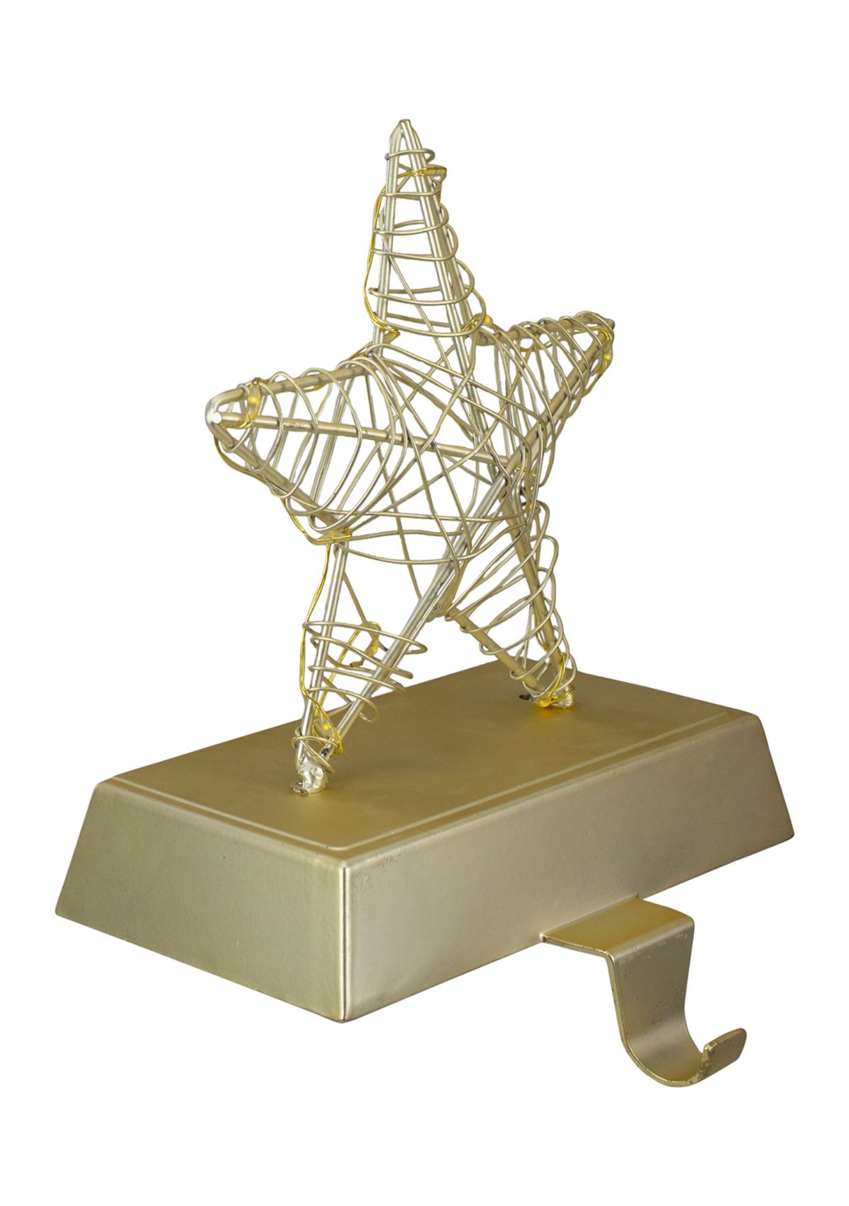 7Inch LED Lighted Gold Wired Star Christmas Stocking Holder