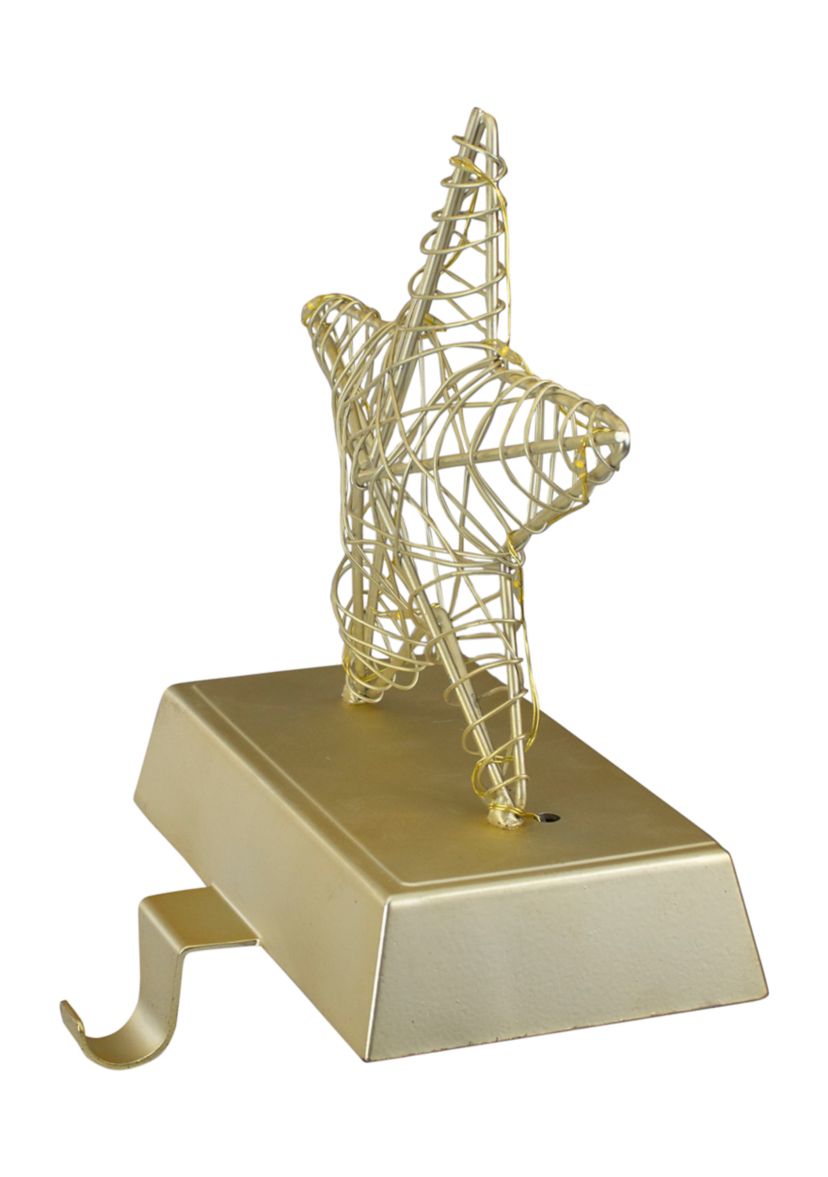 7Inch LED Lighted Gold Wired Star Christmas Stocking Holder