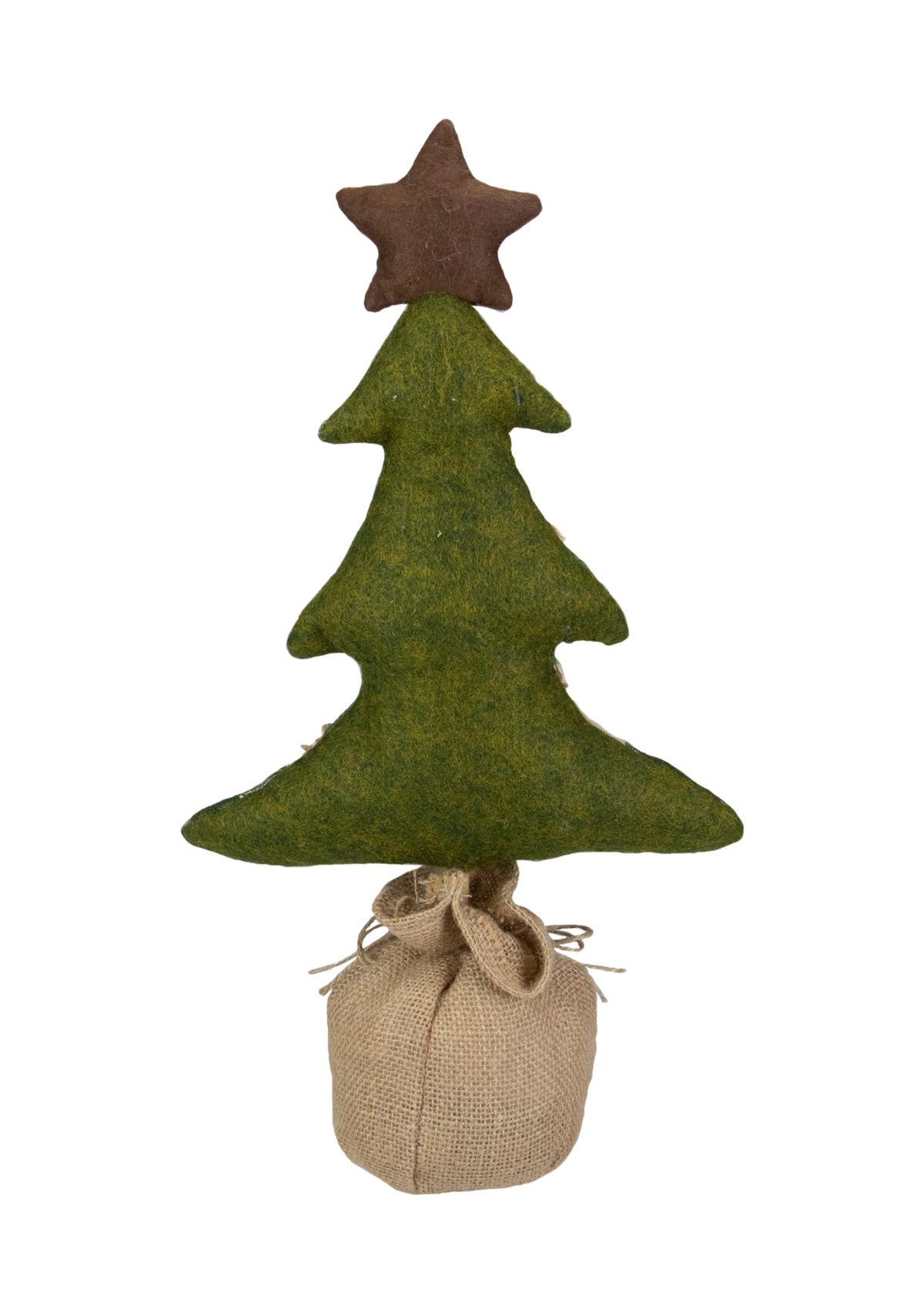 17.5-Inch Tan and Green Rustic Multi-Fabric Standing Christmas Tree Tabletop Decoration
