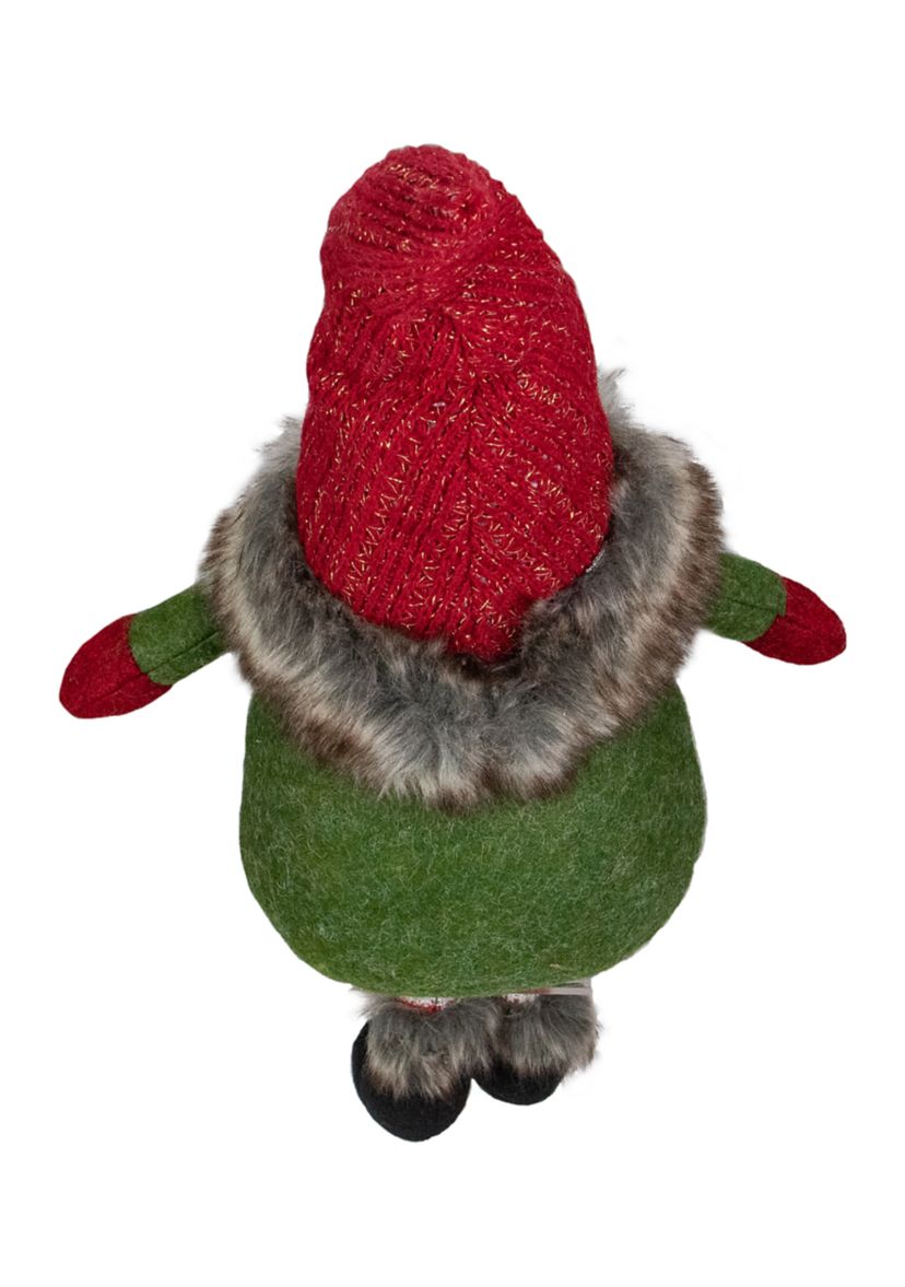 25Inch Red  Green  and White Sitting Tabletop Female Gnome Christmas Decoration