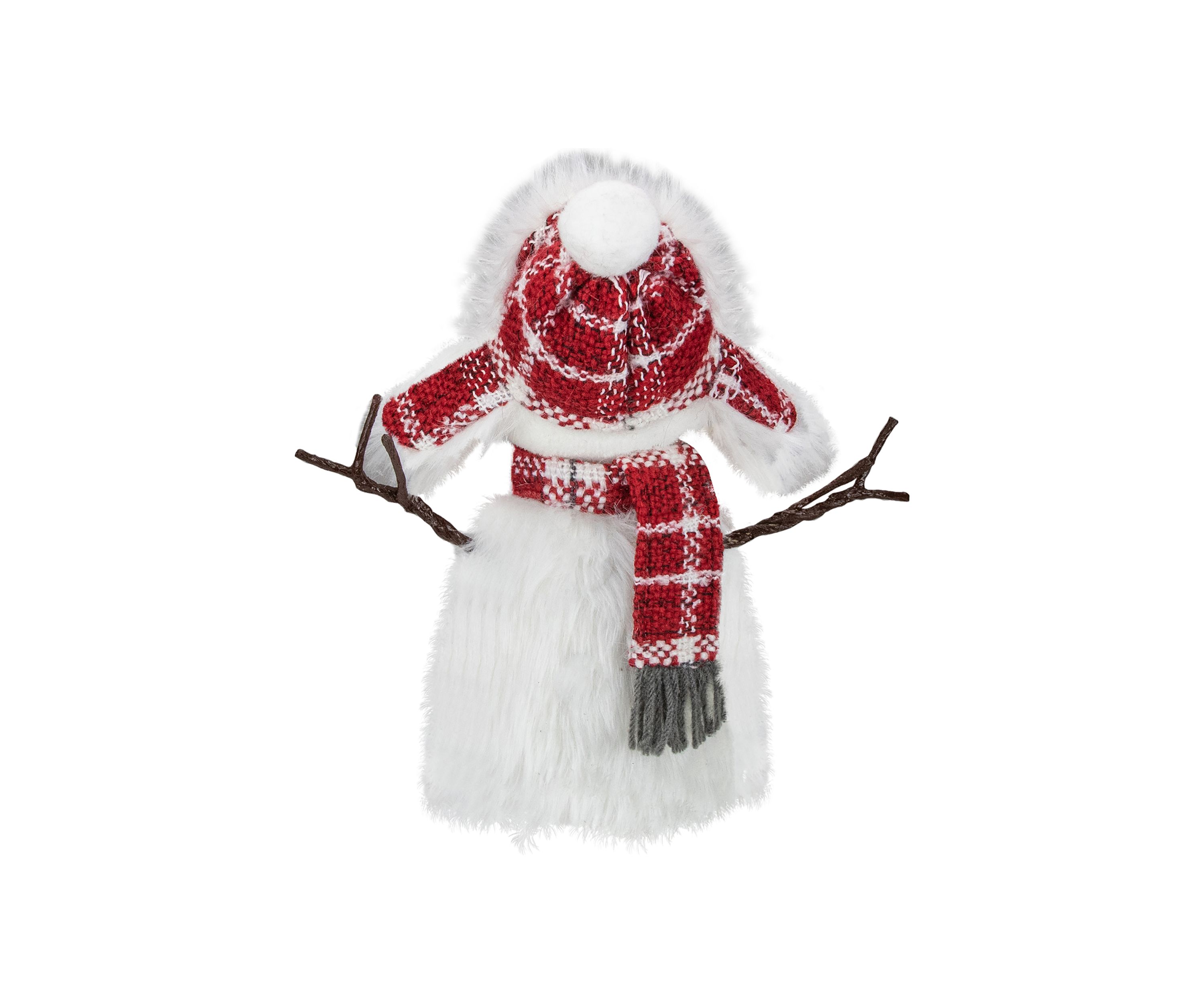 10.25Inch Plush White and Red Snowman Tabletop Christmas Decoration