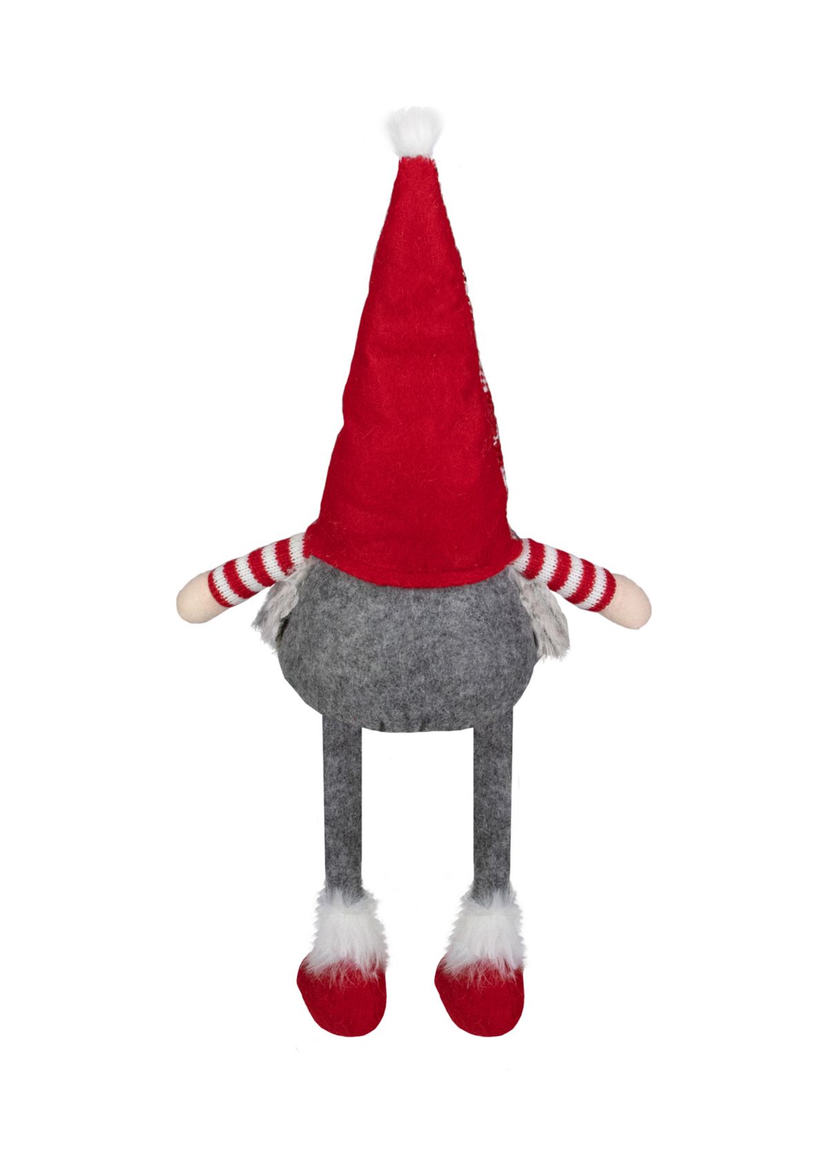 22-Inch Red  Gray  and White Plaid Sitting Tabletop Gnome Christmas Decoration