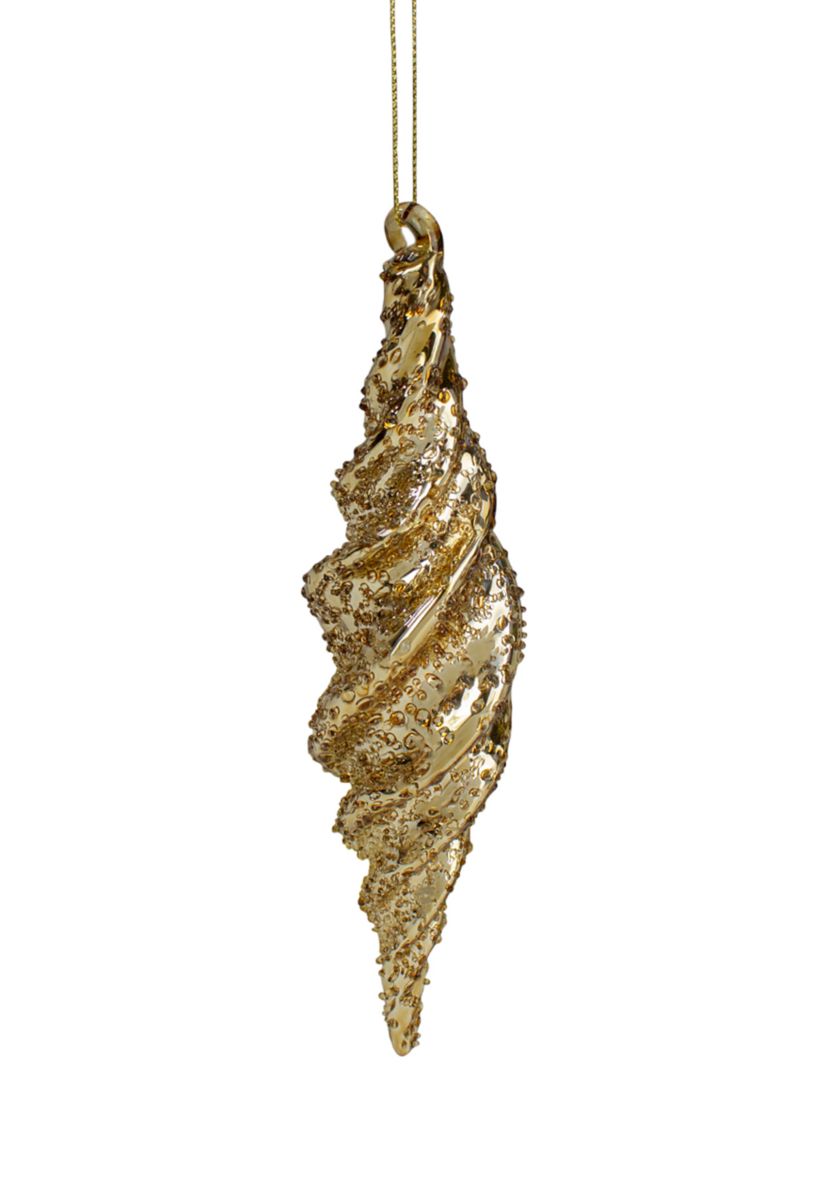 8.25Inch Shiny Gold Textured Finial Christmas Ornament