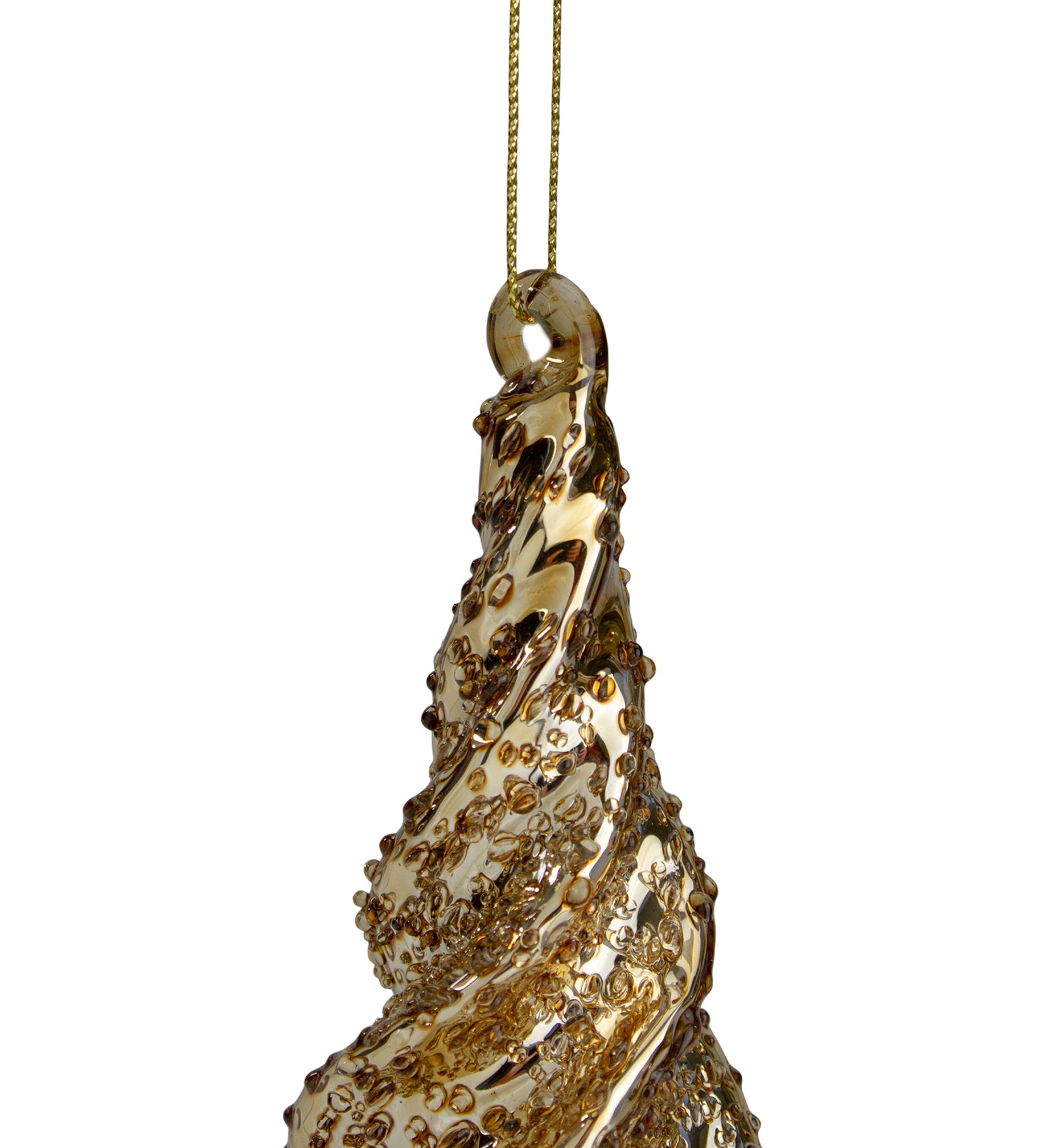 8.25Inch Shiny Gold Textured Finial Christmas Ornament