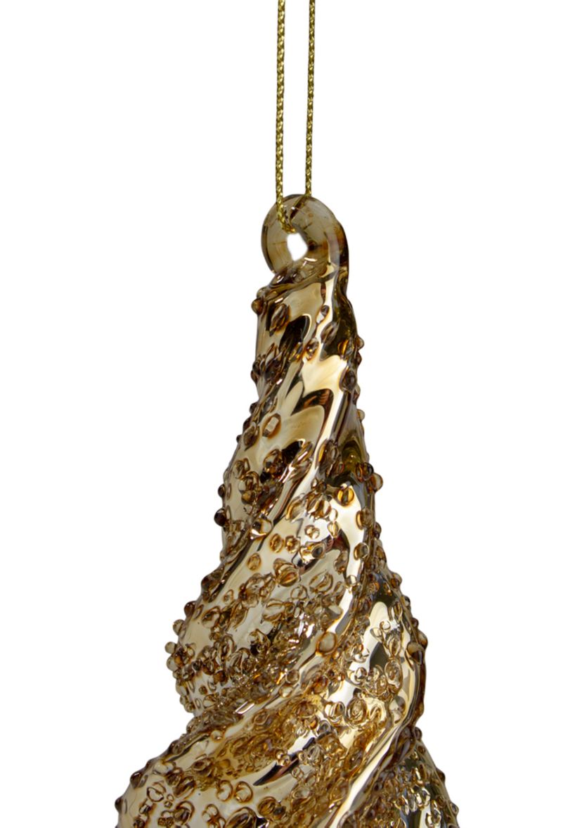 8.25Inch Shiny Gold Textured Finial Christmas Ornament