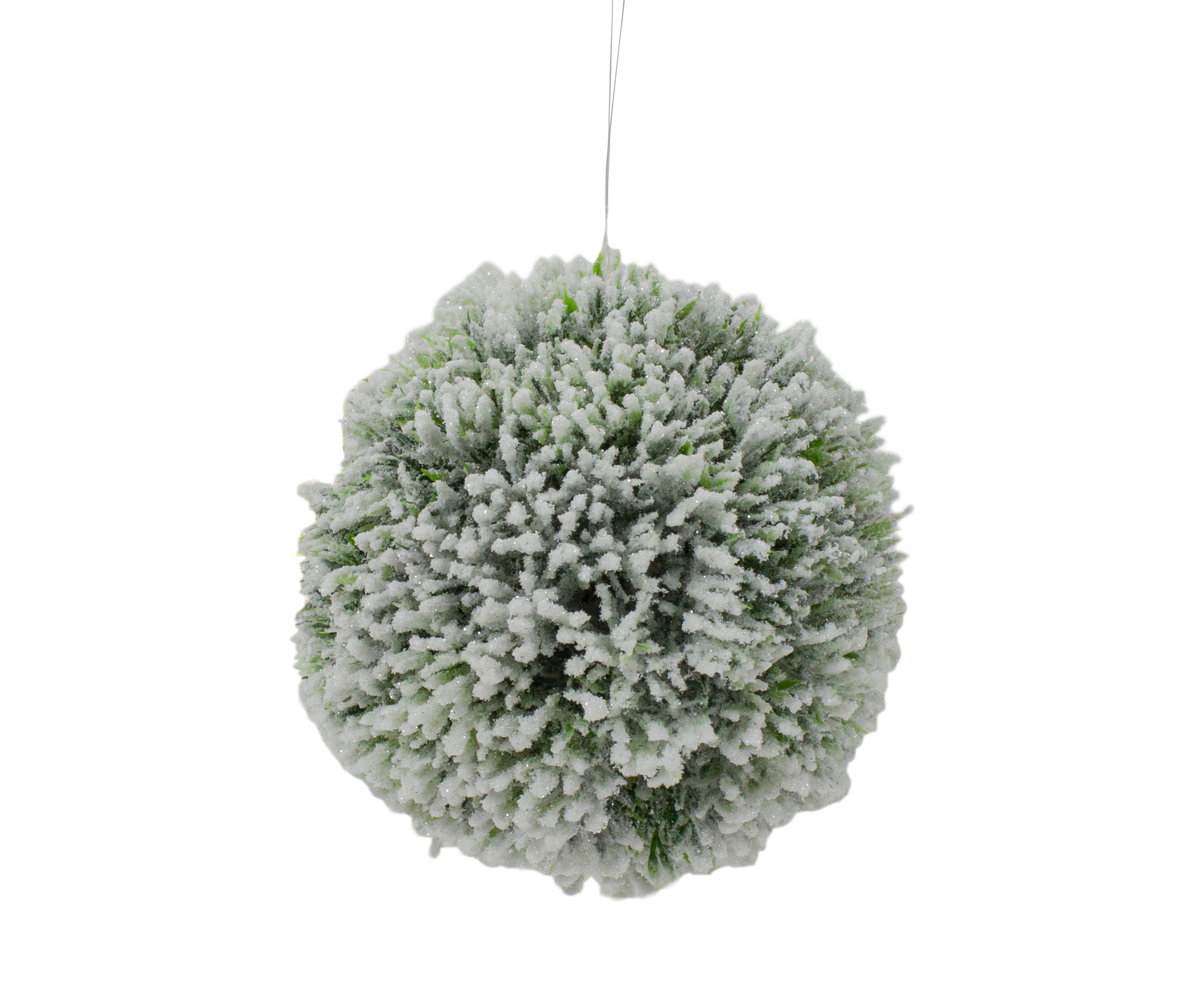 6Inch White and Green Frosted Pine Christmas Ornament