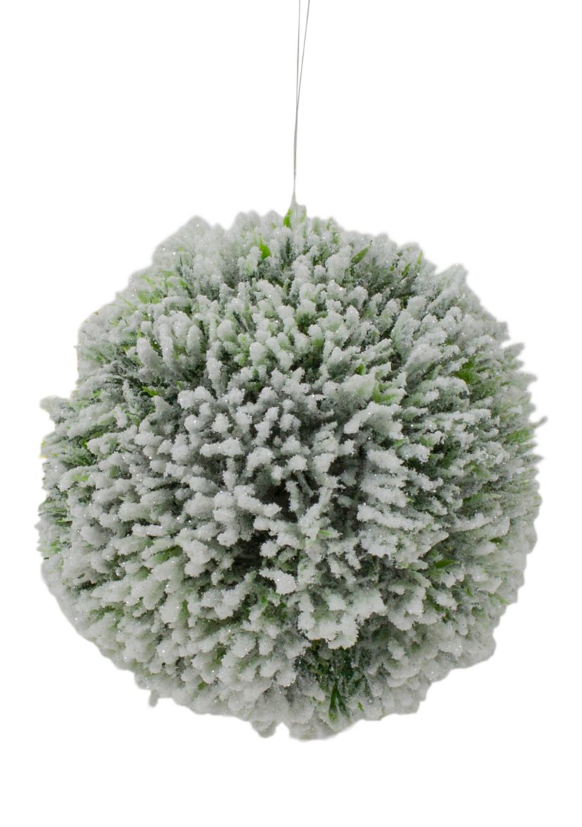 6Inch White and Green Frosted Pine Christmas Ornament