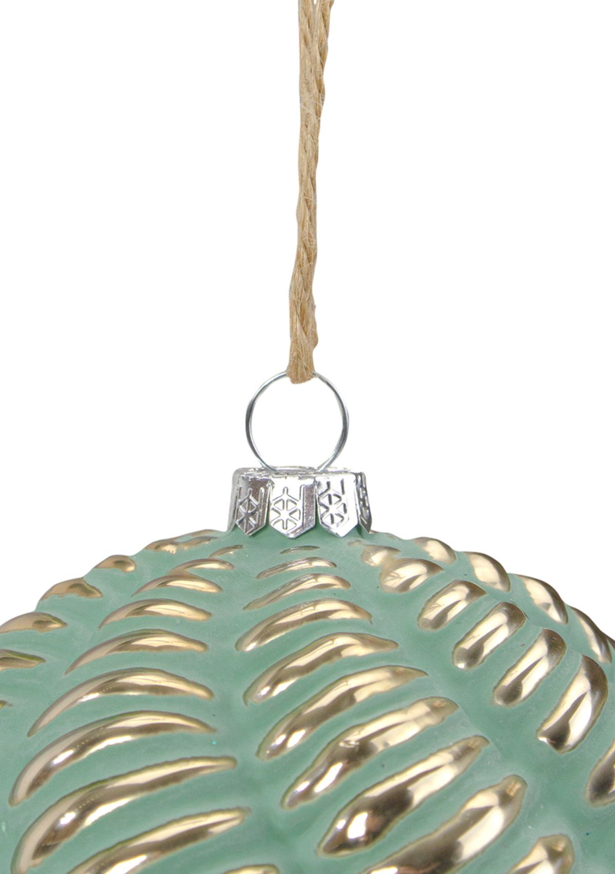 4Inch Green and Gold Glass Ball Christmas Ornament