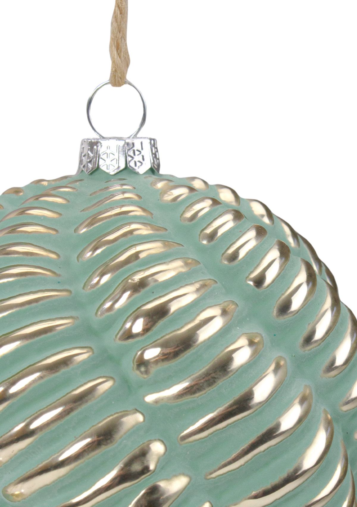 4Inch Green and Gold Glass Ball Christmas Ornament