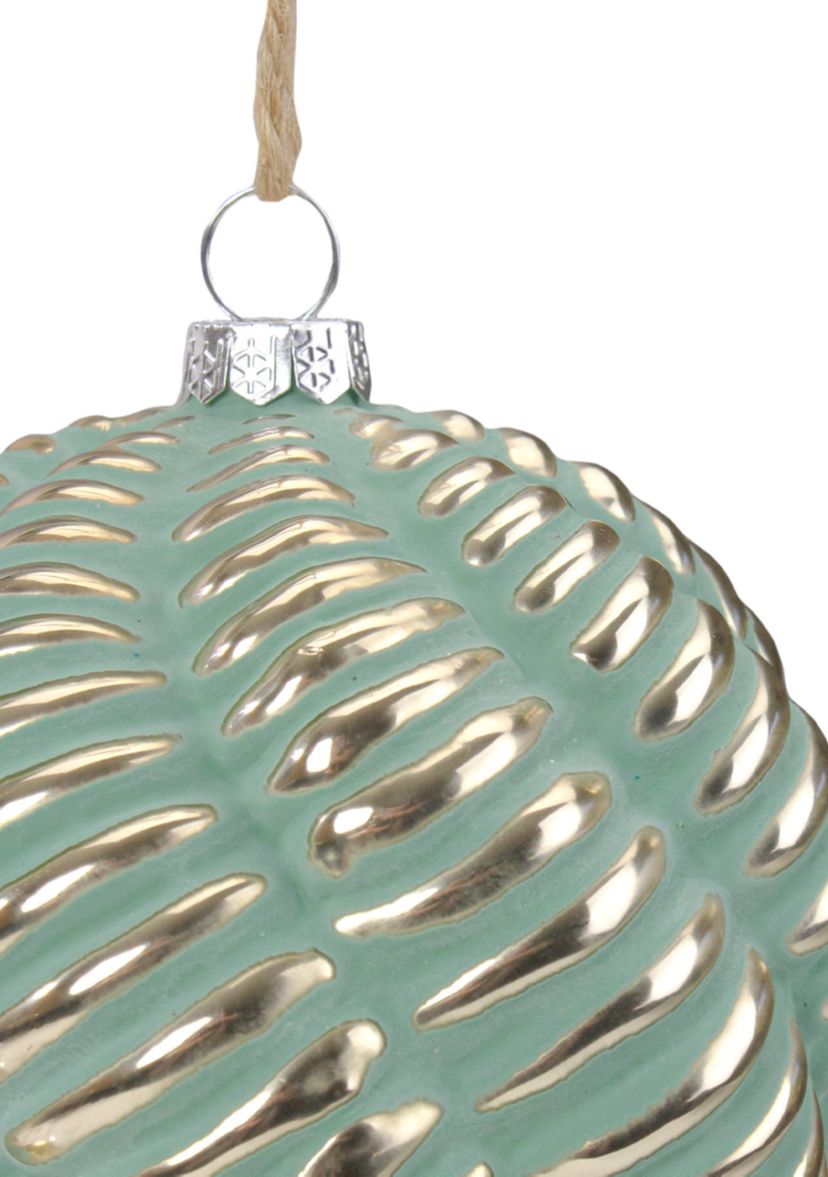 4Inch Green and Gold Glass Ball Christmas Ornament