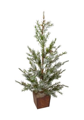 28Inch Potted Frosted Pine Artificial Christmas Tree - Unlit