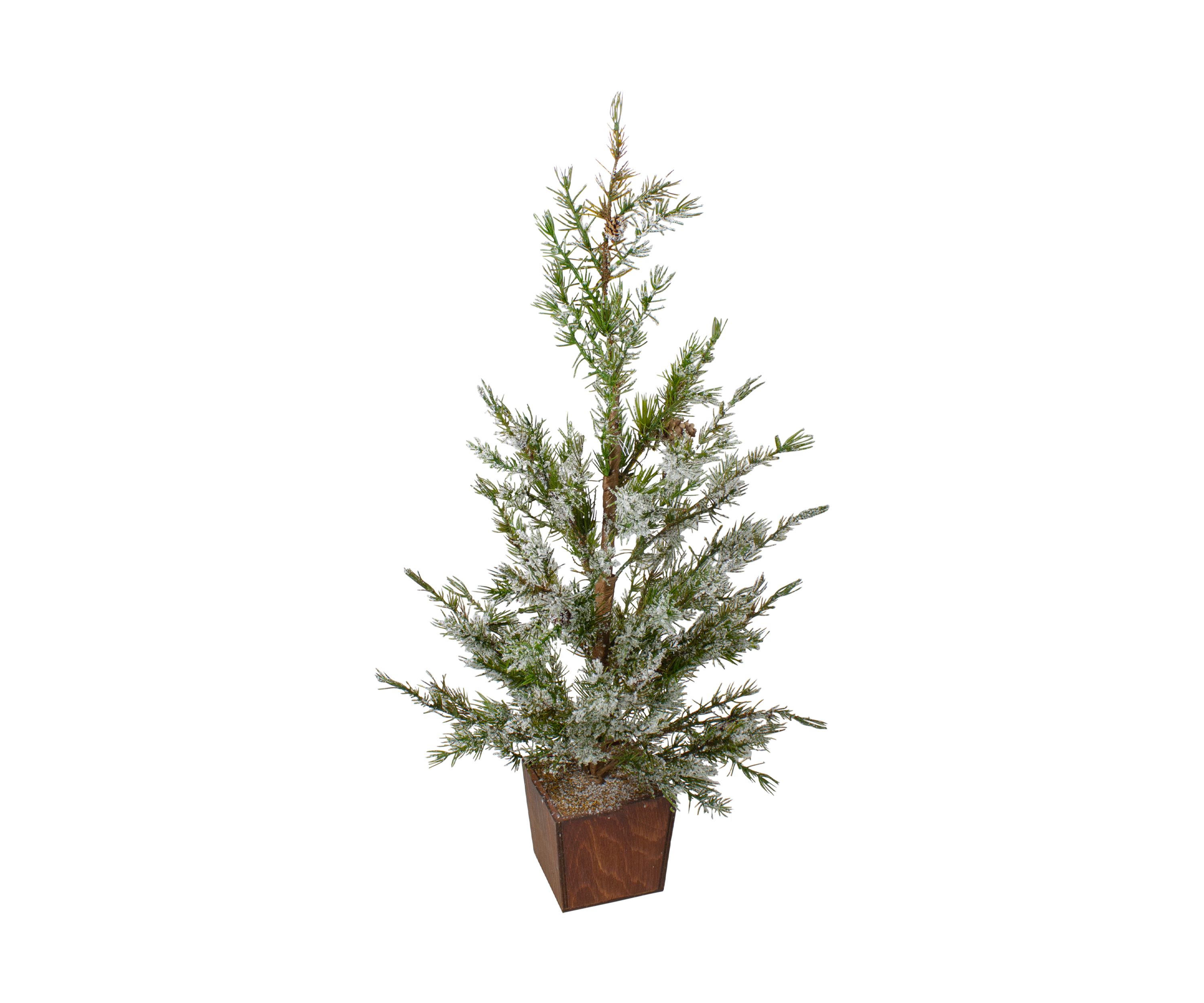 28Inch Potted Frosted Pine Artificial Christmas Tree - Unlit