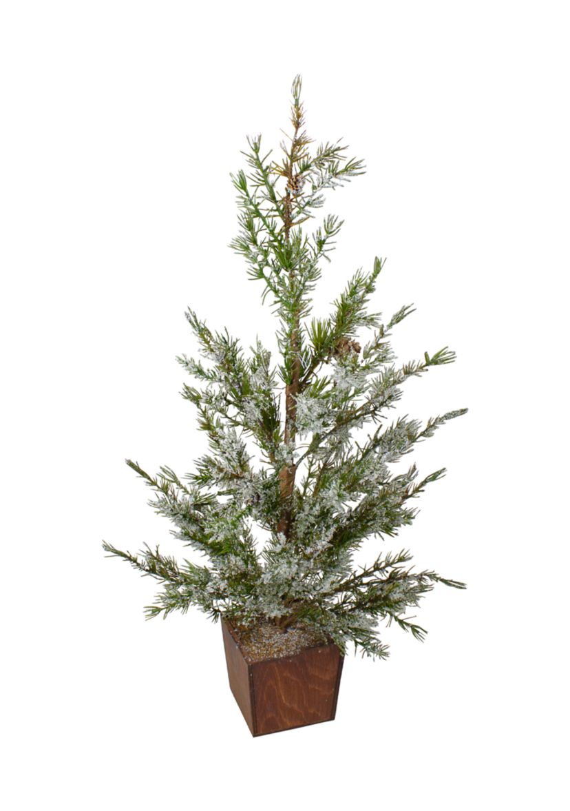28Inch Potted Frosted Pine Artificial Christmas Tree - Unlit