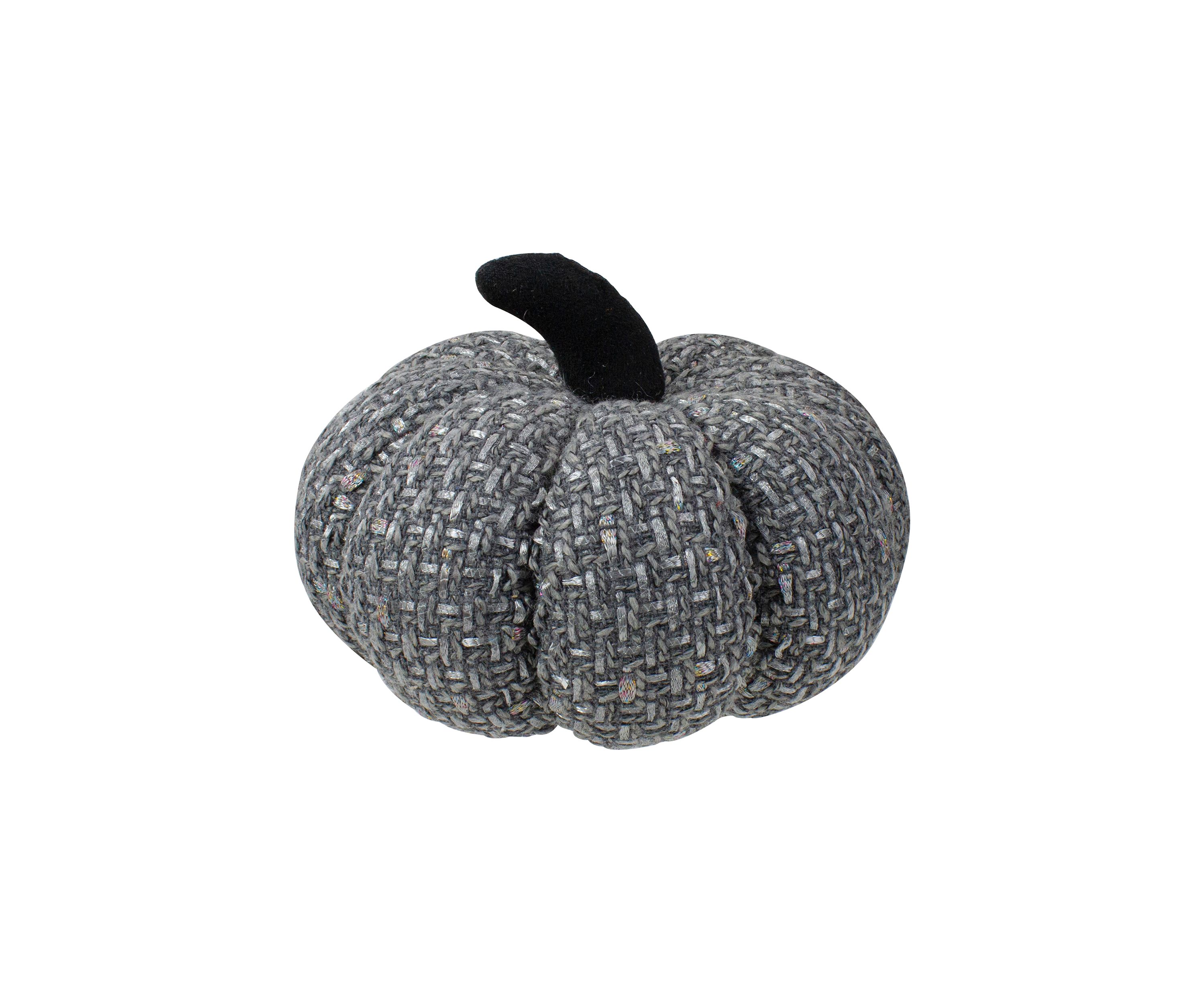 7.5 inch Gray Knitted Fall Harvest Tabletop Pumpkin
