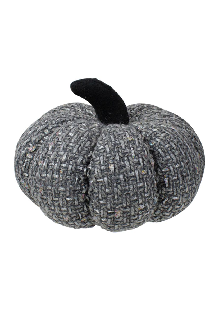 7.5 inch Gray Knitted Fall Harvest Tabletop Pumpkin