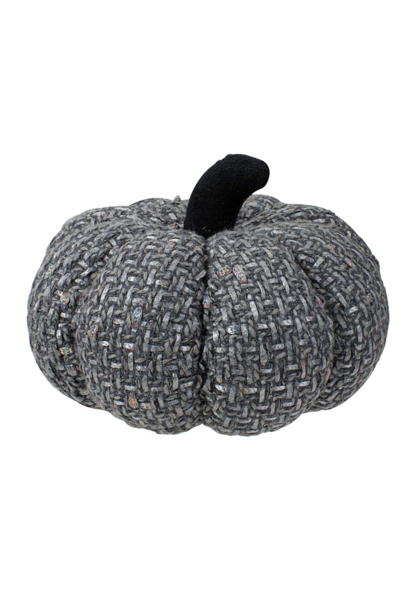 7.5 inch Gray Knitted Fall Harvest Tabletop Pumpkin