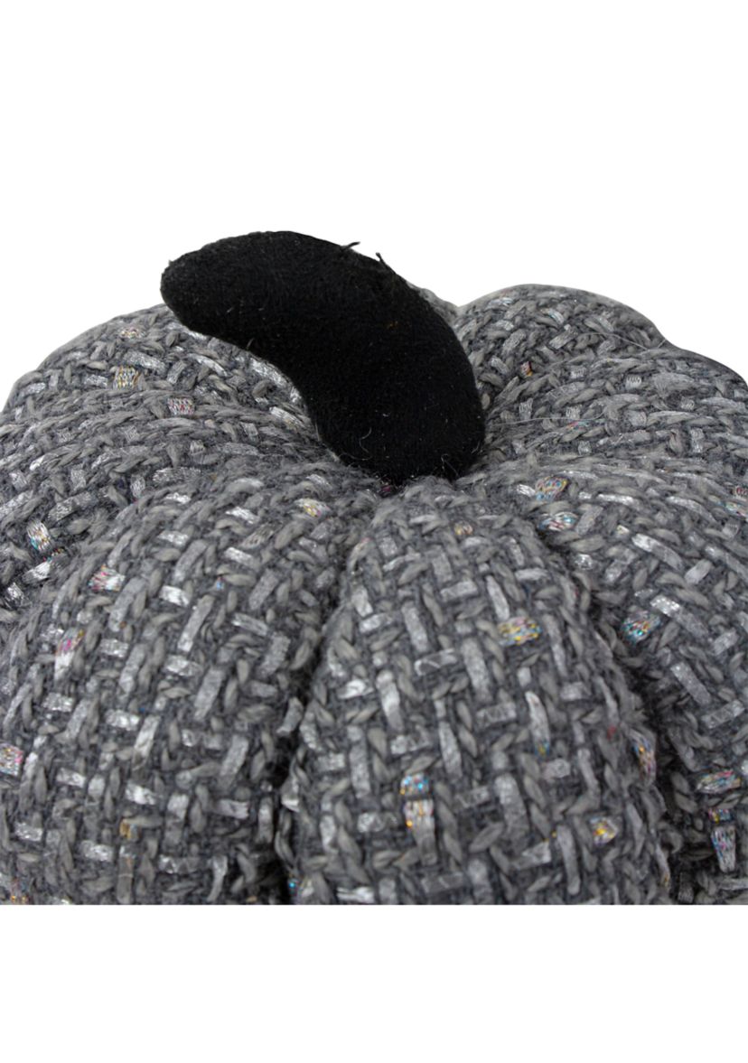 7.5 inch Gray Knitted Fall Harvest Tabletop Pumpkin