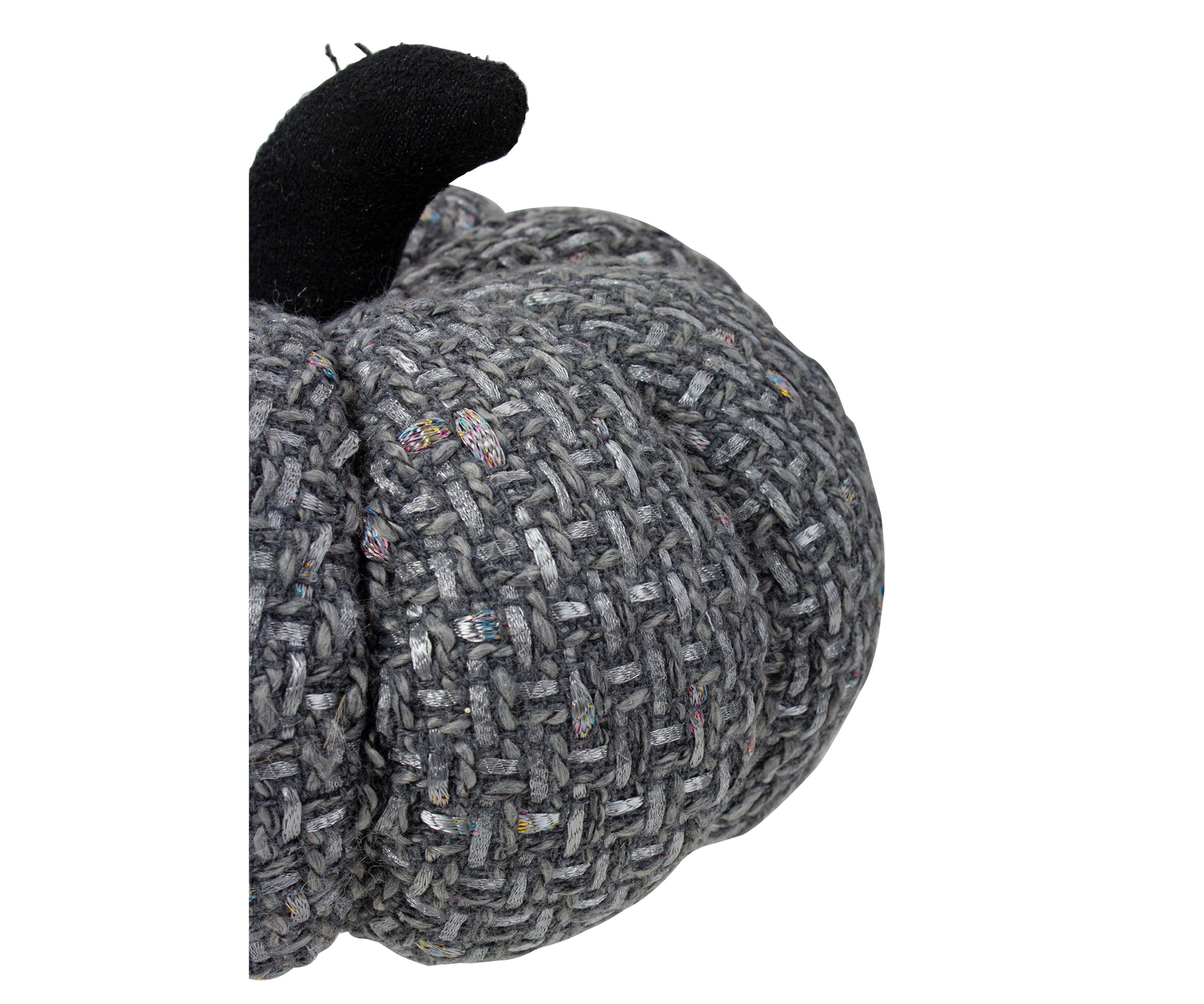 7.5 inch Gray Knitted Fall Harvest Tabletop Pumpkin