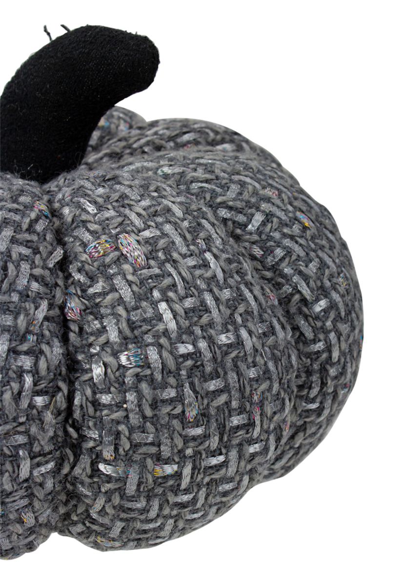 7.5 inch Gray Knitted Fall Harvest Tabletop Pumpkin